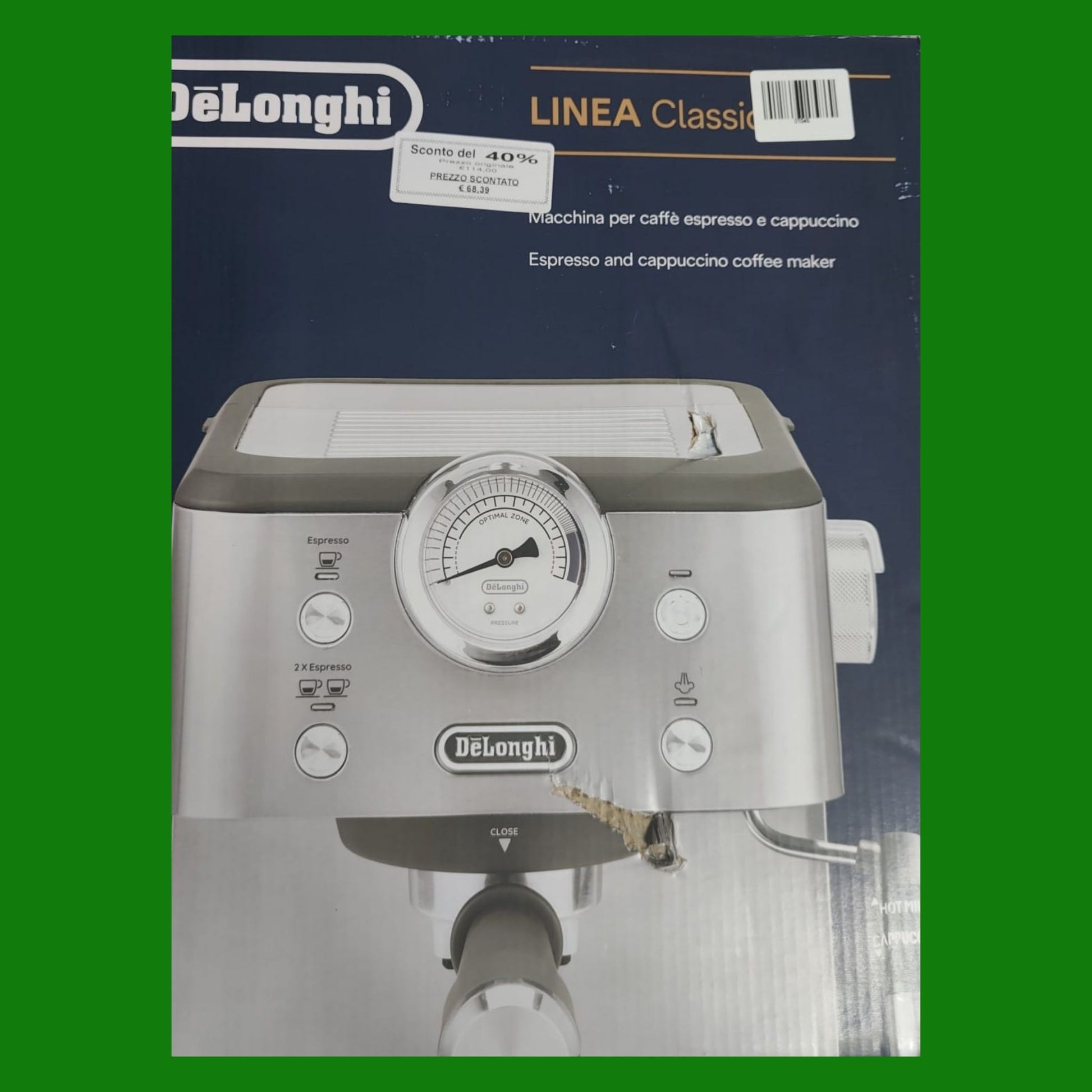 De'Longhi Classic EM450.M, Macchina da Caffè Manuale con Schiumatore