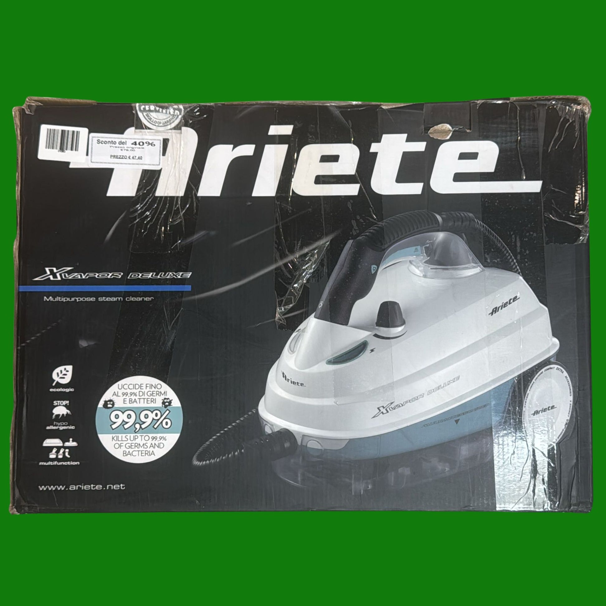 Ariete 4146 XVapor Deluxe - Pulitore a Vapore Mobile, 5 bar