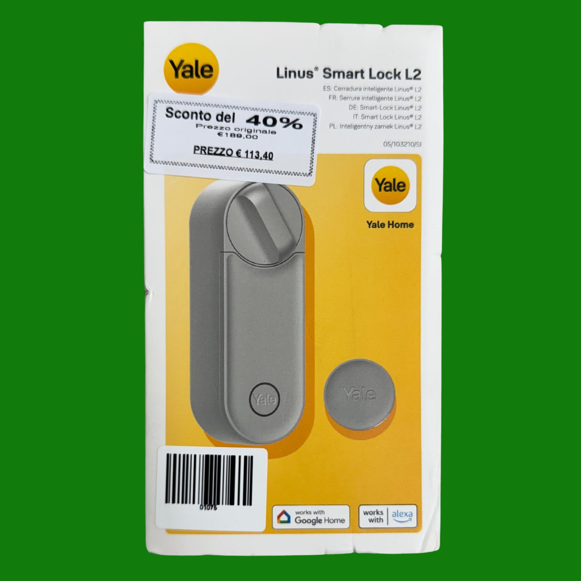 Yale Linus Smart Lock L2 05/103210/SI Argento, accesso senza chiave, Installazione fai da te, Blocco/sblocco da remoto