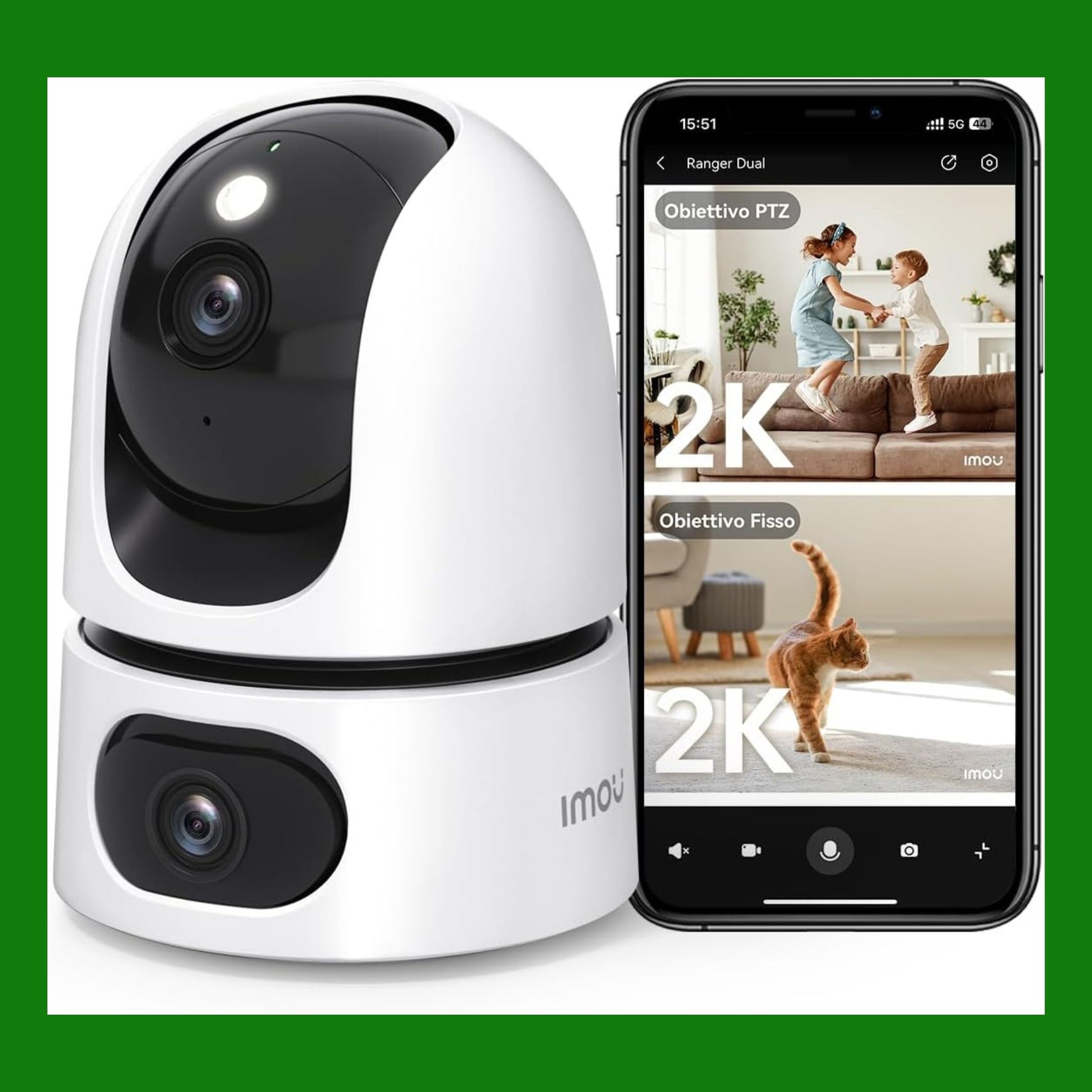 Imou 3K(3MP+3MP) Telecamera WiFi Interno con Doppia Lente, 360°PTZ Telecamera Doppi