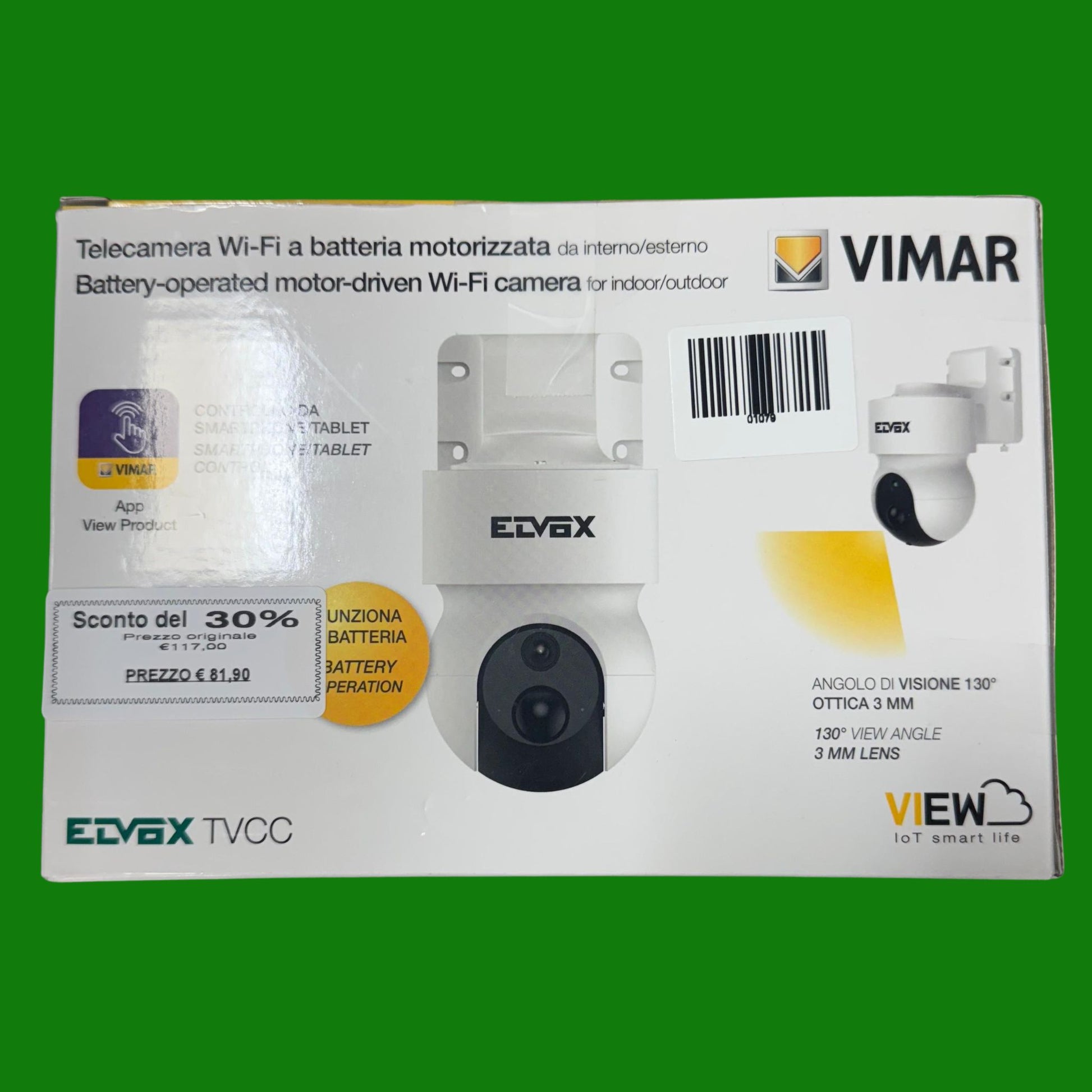 VIMAR 46243.030B Telecamera WiFi a batteria da esterno, motorizzata