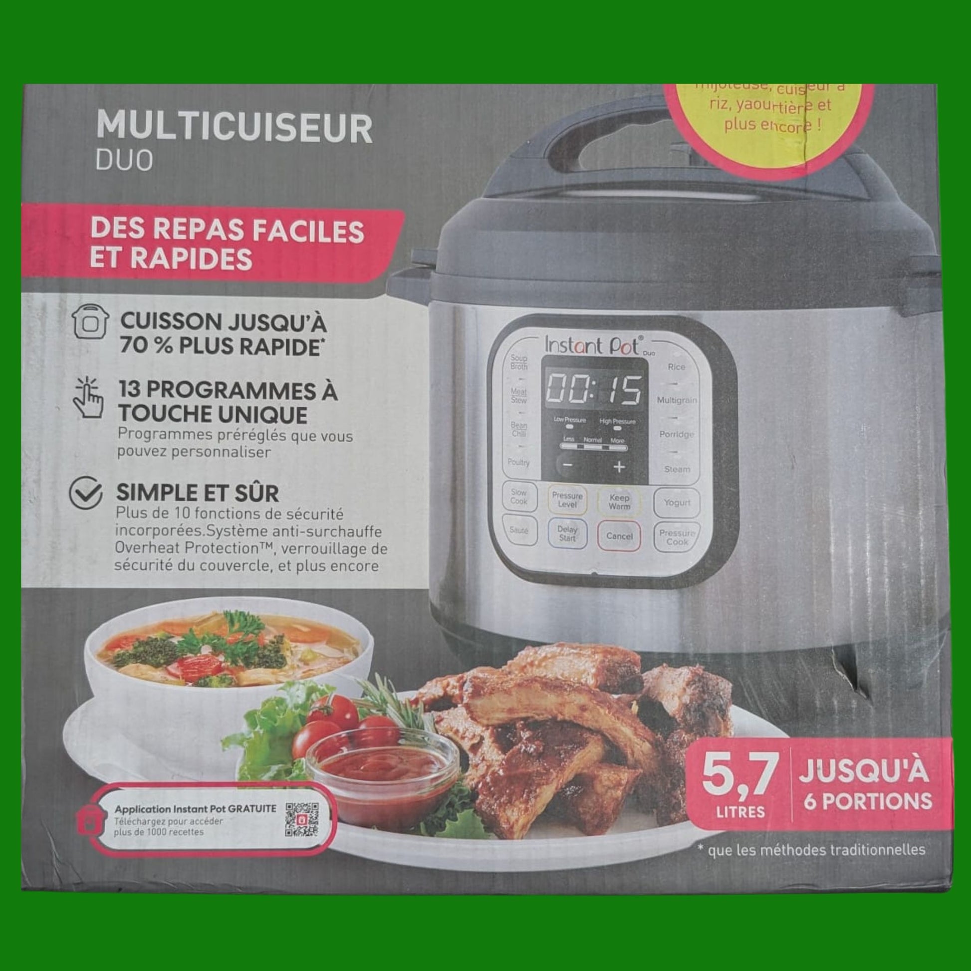 Instant Pot Duo 7-in-1 Pentola a Pressione / Vaporiera / Scaldavivande in Acciaio Inossidabile