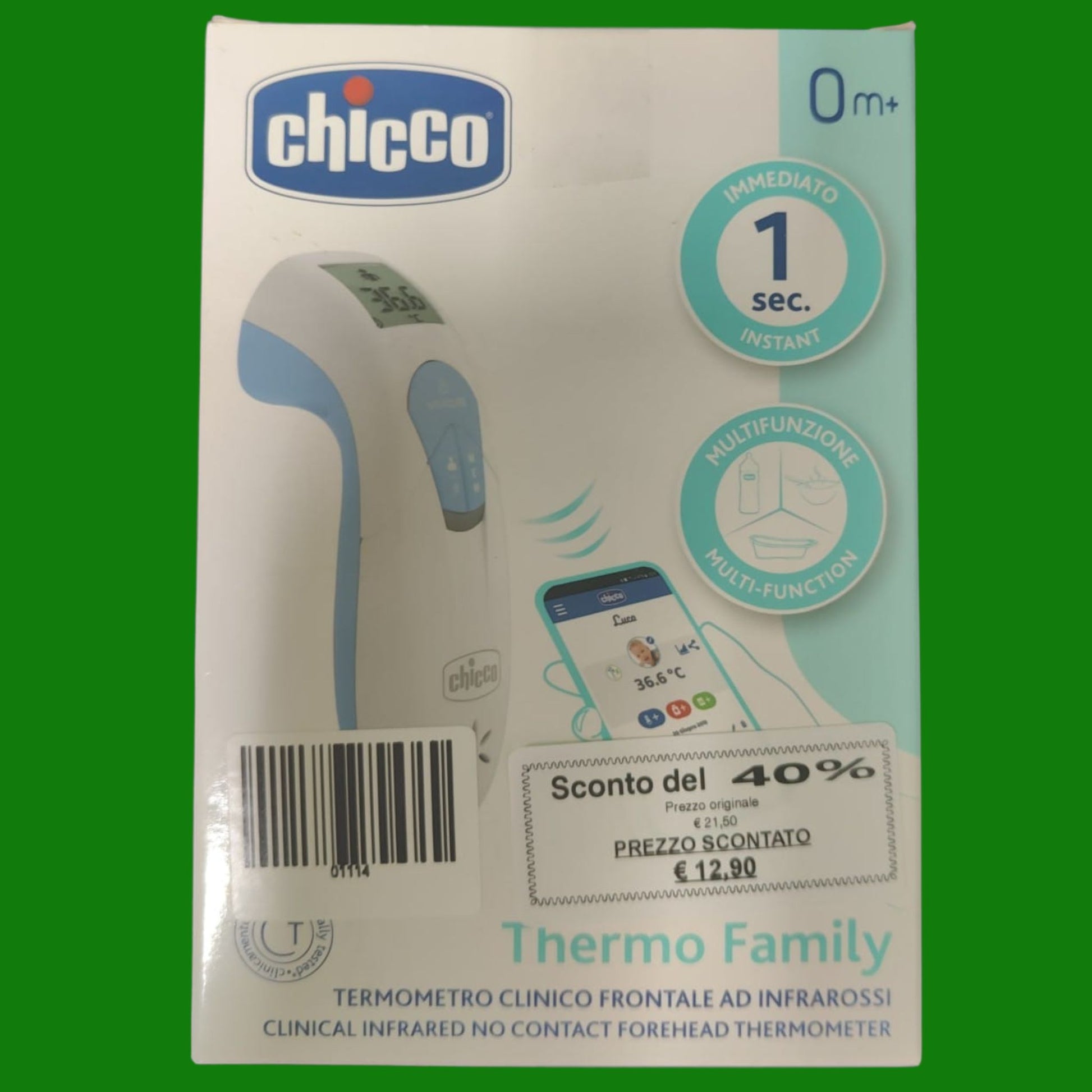Chicco Thermo Family Termometro a Infrarossi con App, Bianco