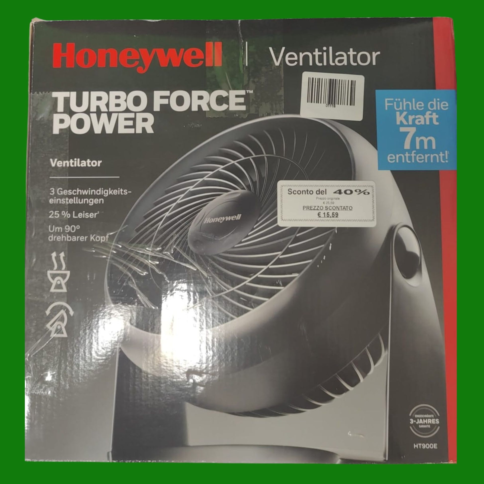 Honeywell TurboForce Ventilatore ad alta potenza, Raffreddamento silenzioso, Inclinazione variabile a 90
