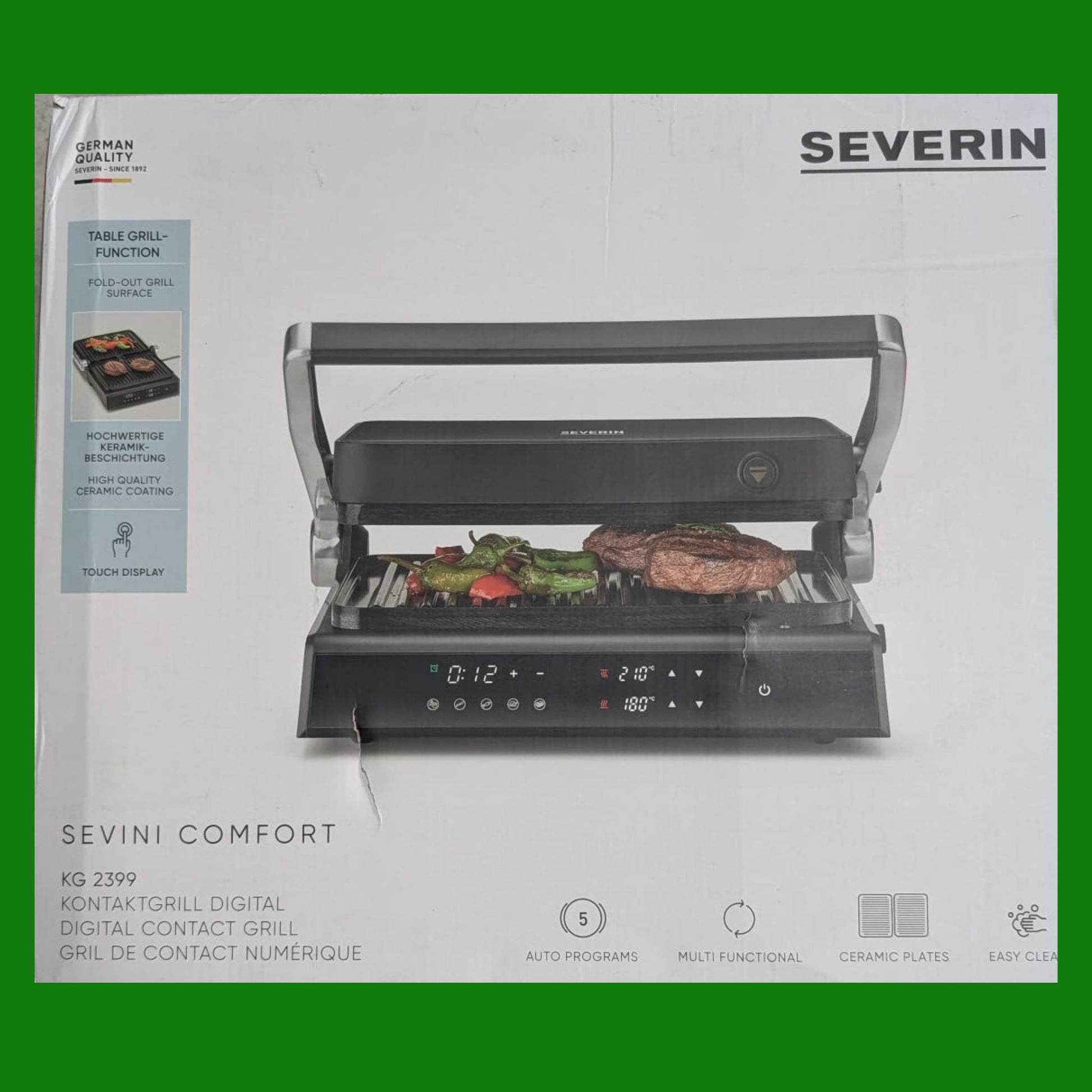 SEVERIN SEVINI Comfort per carne, pesce e verdura, macinino digitale per grigliare senza grassi con 5 programmi auto,