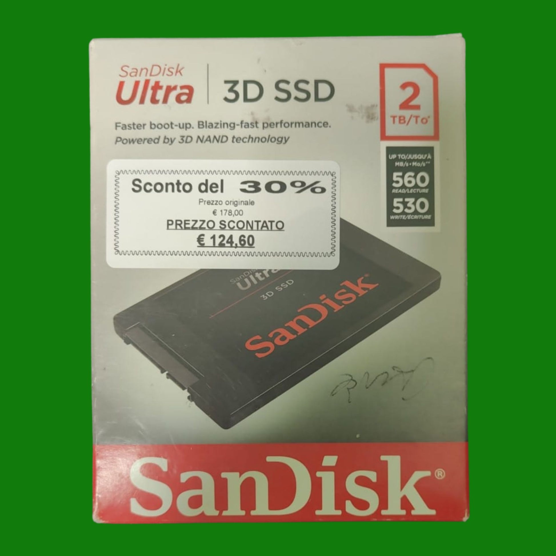 SanDisk Ultra 3D SSD 2TB up to 560MB/s Read / up to 530MB/s Write , Black