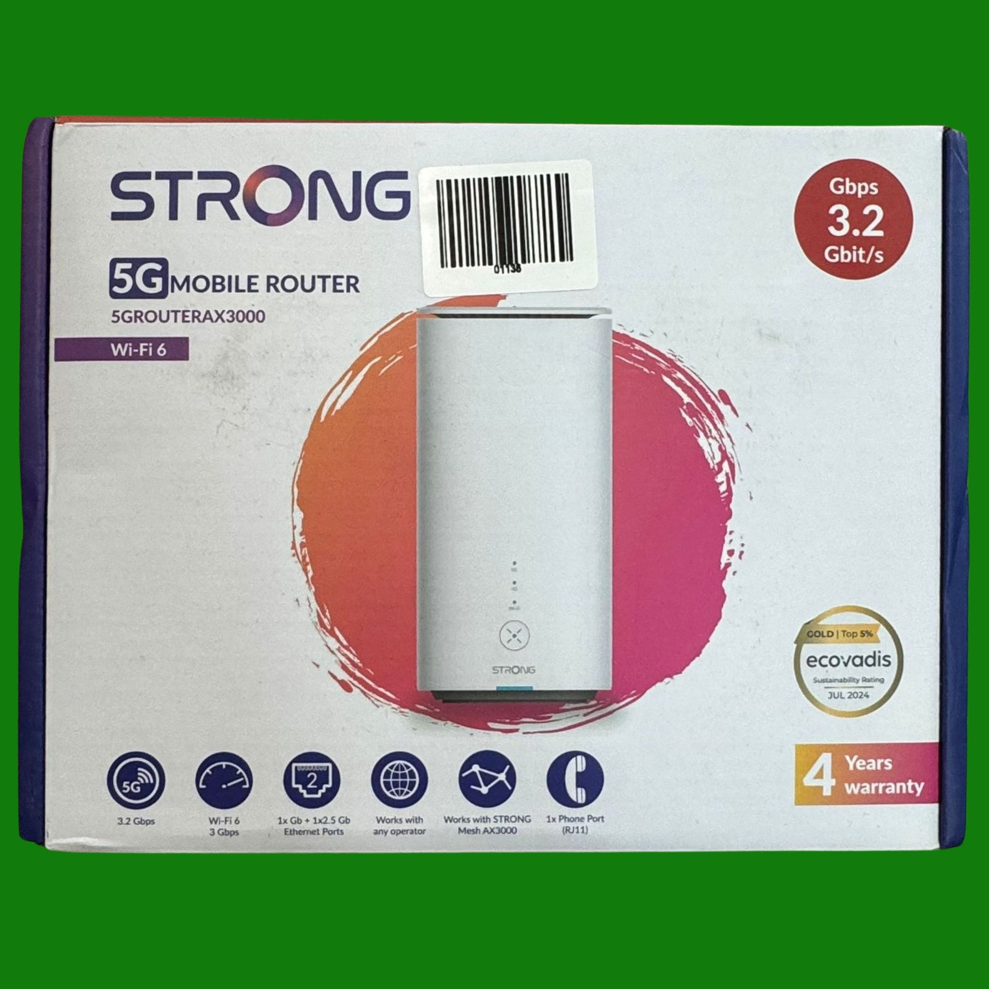 STRONG Router 5G con SIM – WiFi 6 AX3000 CPE – Velocità fino a 3.2 Gbp