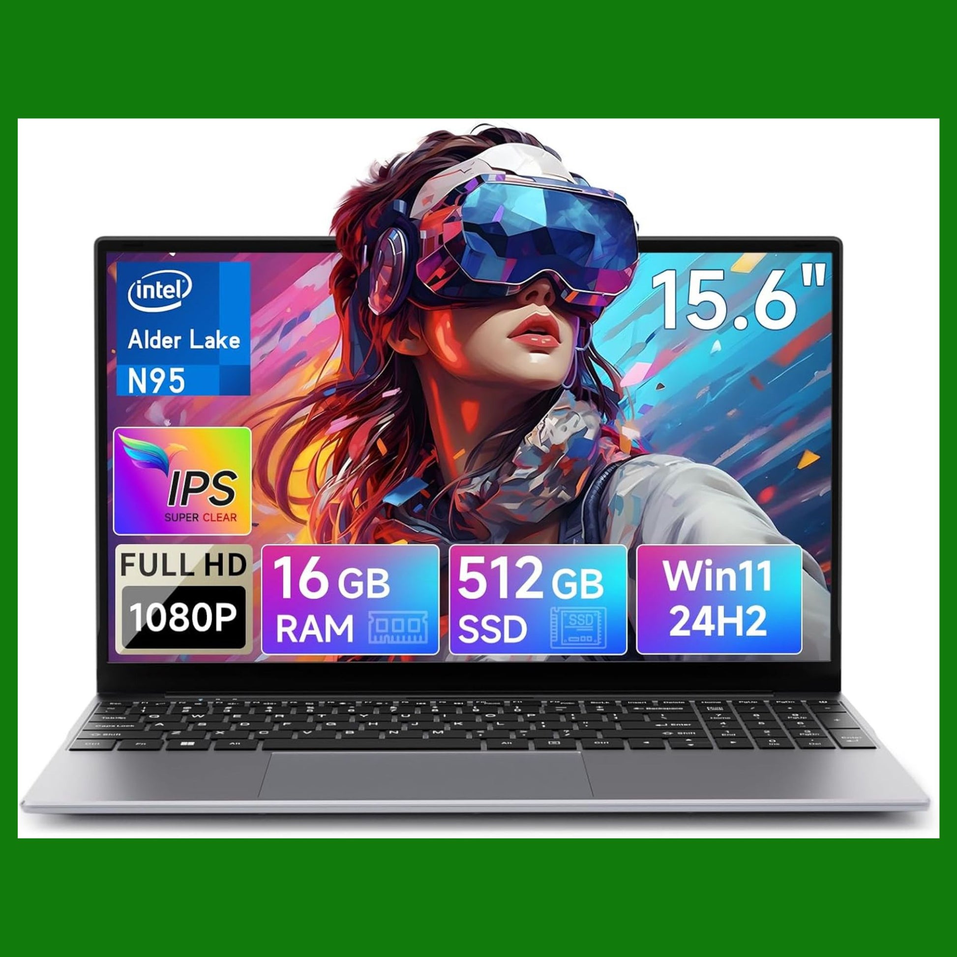 BMAX Notebook 15,6" PC Portatile 16GB DDR4 512GB SSD Alder Lake N95
