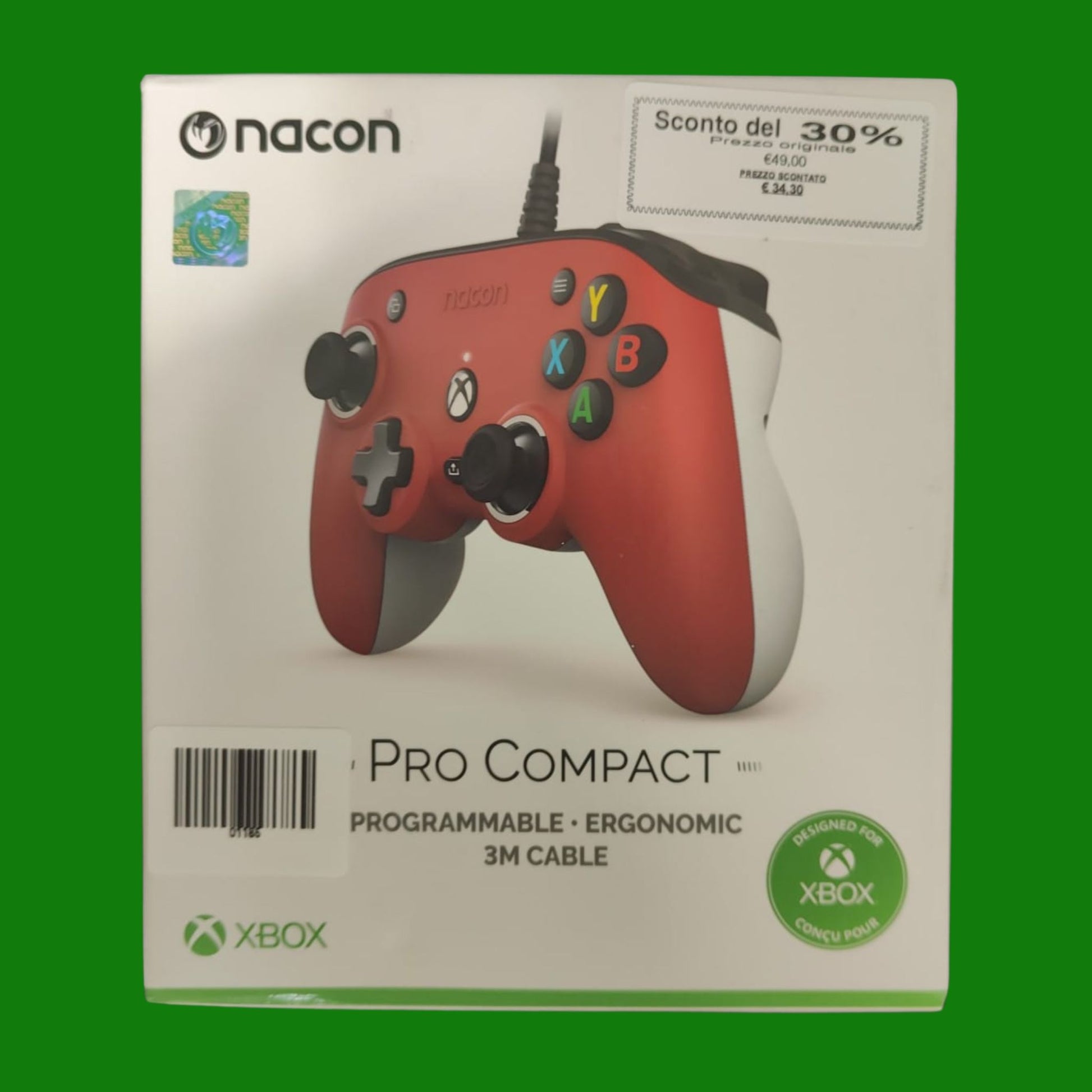 NACON Pro Compact Controller Xbox Serie X Wired -licenza ufficiale Microsoft, programmabile, ergonomico, 3D sound