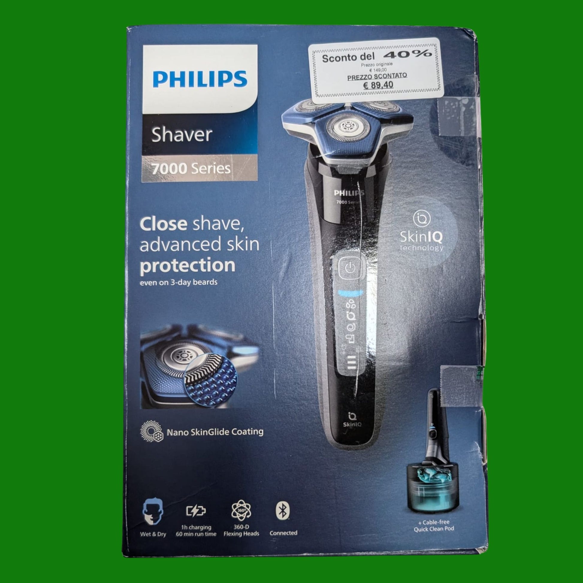 Philips Shaver Series 7000 - Rasoio elettrico uomo, umido e asciutto, rifinitore a scomparsa, base ricarica