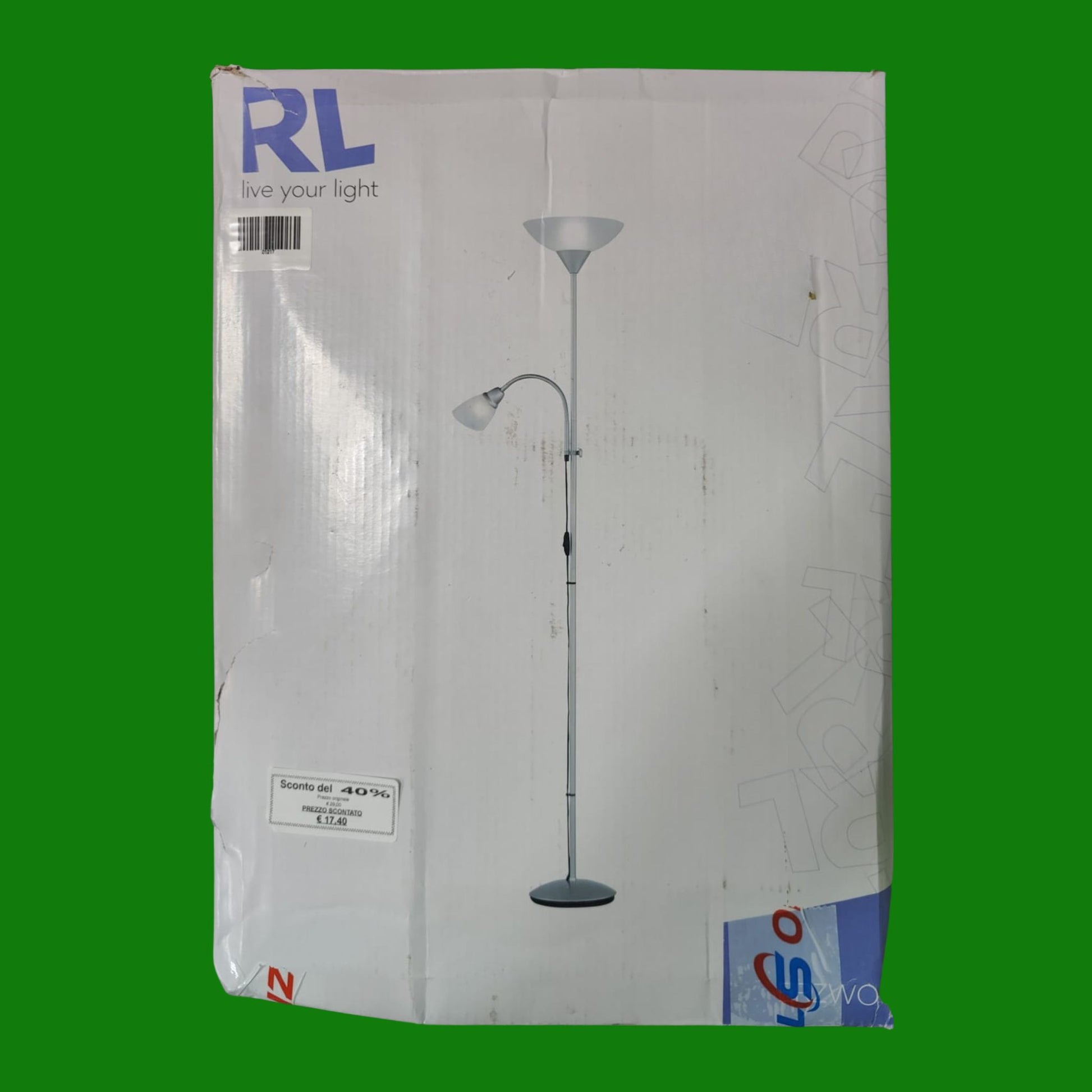 Reality Leuchten Reality R4393-87 Erzwo Piantana, 1xE27 150 W/1xE14 40 W LED, Metallo, Titanio/Bianco, 180 cm, 1 Unità (Confezione da 1)