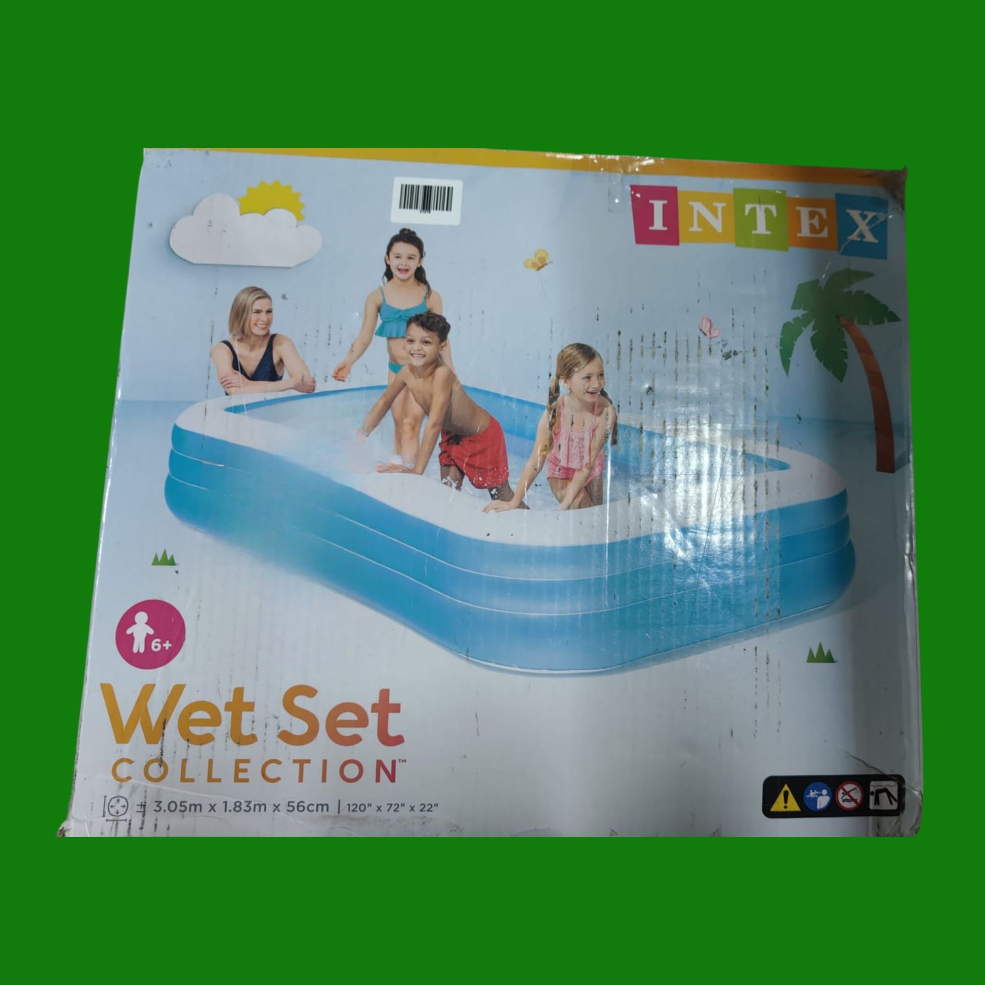 Intex 58484NP - Piscina Gonfiabile Family, Vinile, Azzurro/Bianco, 305x183x56 cm