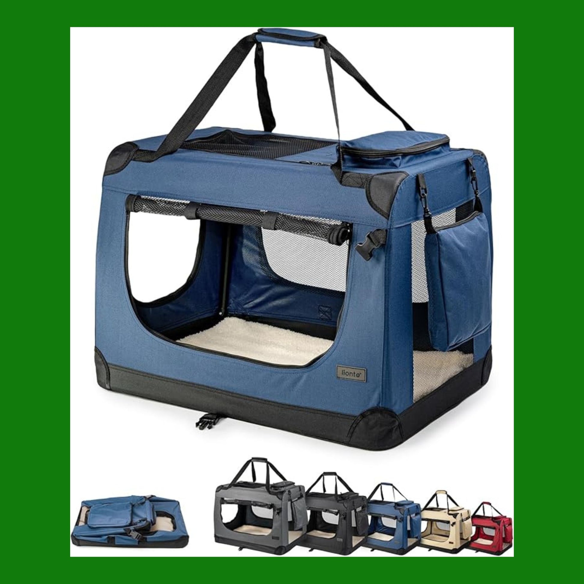 lionto Borsa trasportino per cani pieghevole per viaggi e auto, 50x34x36 cm