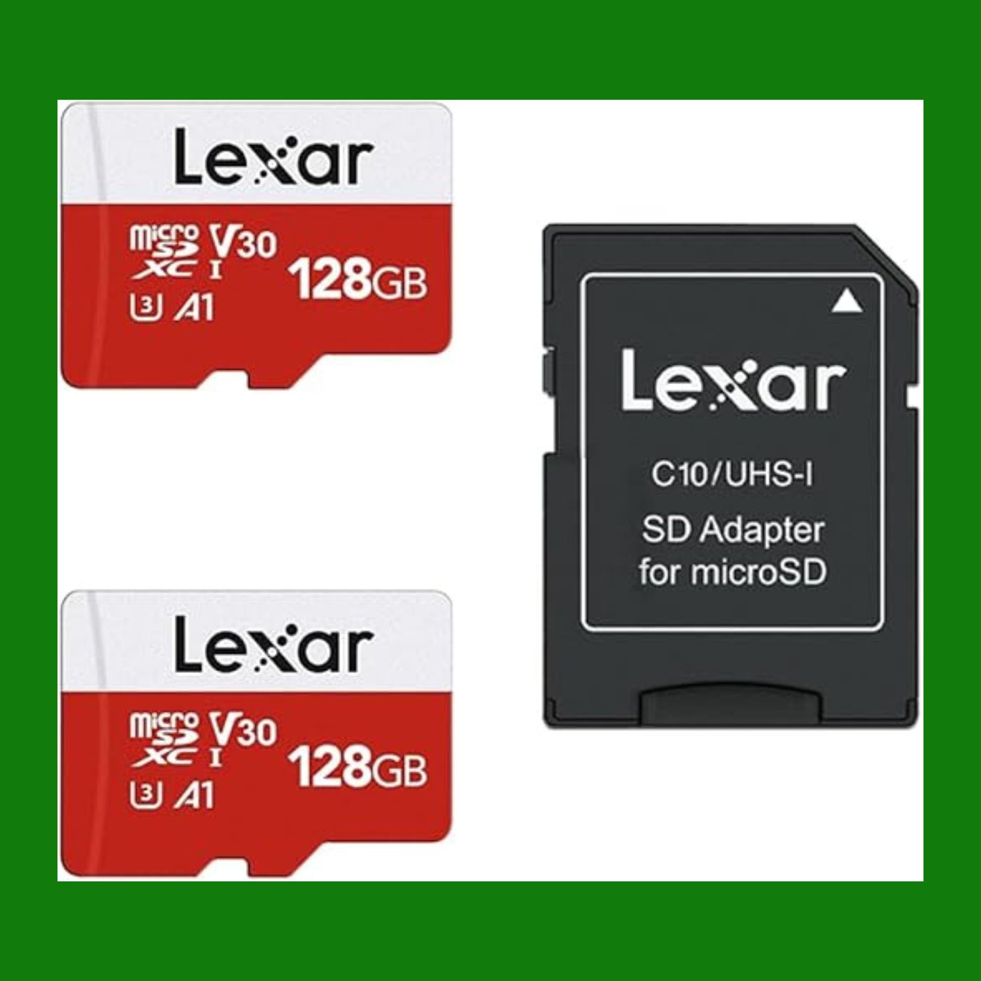 Lexar Micro SD 128 GB, Scheda Micro SD fino a 100 MB/sec(R), Scheda di Memoria microSDXC con Adattatore SD, A1, U3, C10, V30,