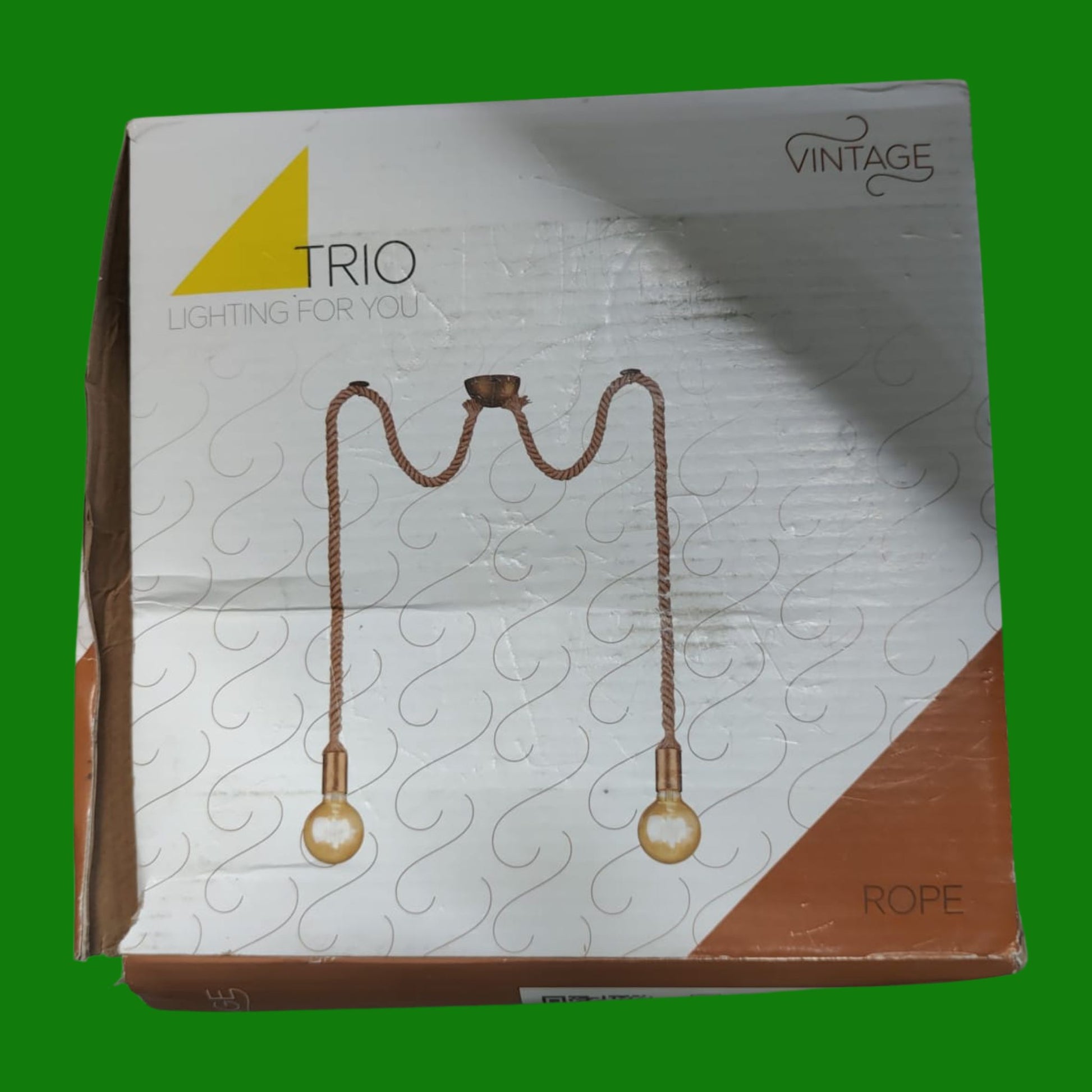 Trio Leuchten 310100204 - Lampadario a sospensione Rope, in ottone anticato e lino 1 x E2