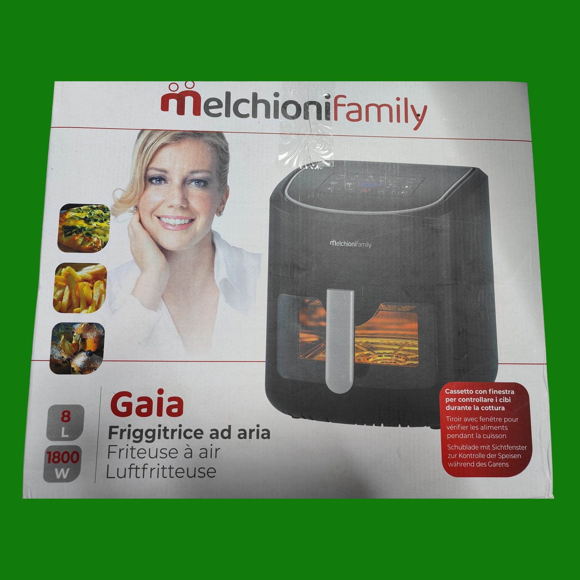 Melchioni Family | Friggitrice ad Aria GAIA, Capacità 8L / 2,5kg, Display Touch Screen