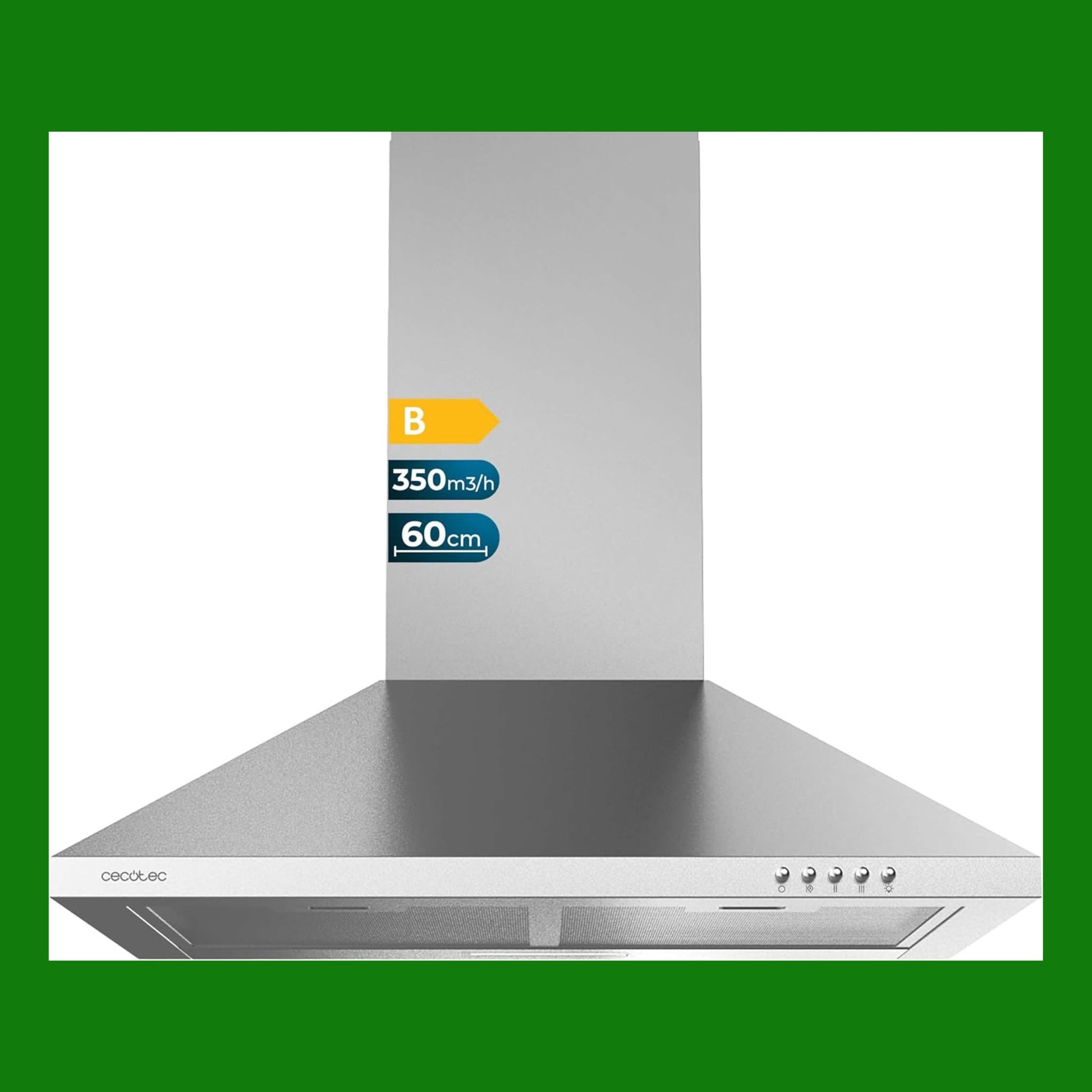 Cecotec Cappa aspirante piramidale 60 cm Bolero Flux PM 603500 Inox B. Motore 65 W