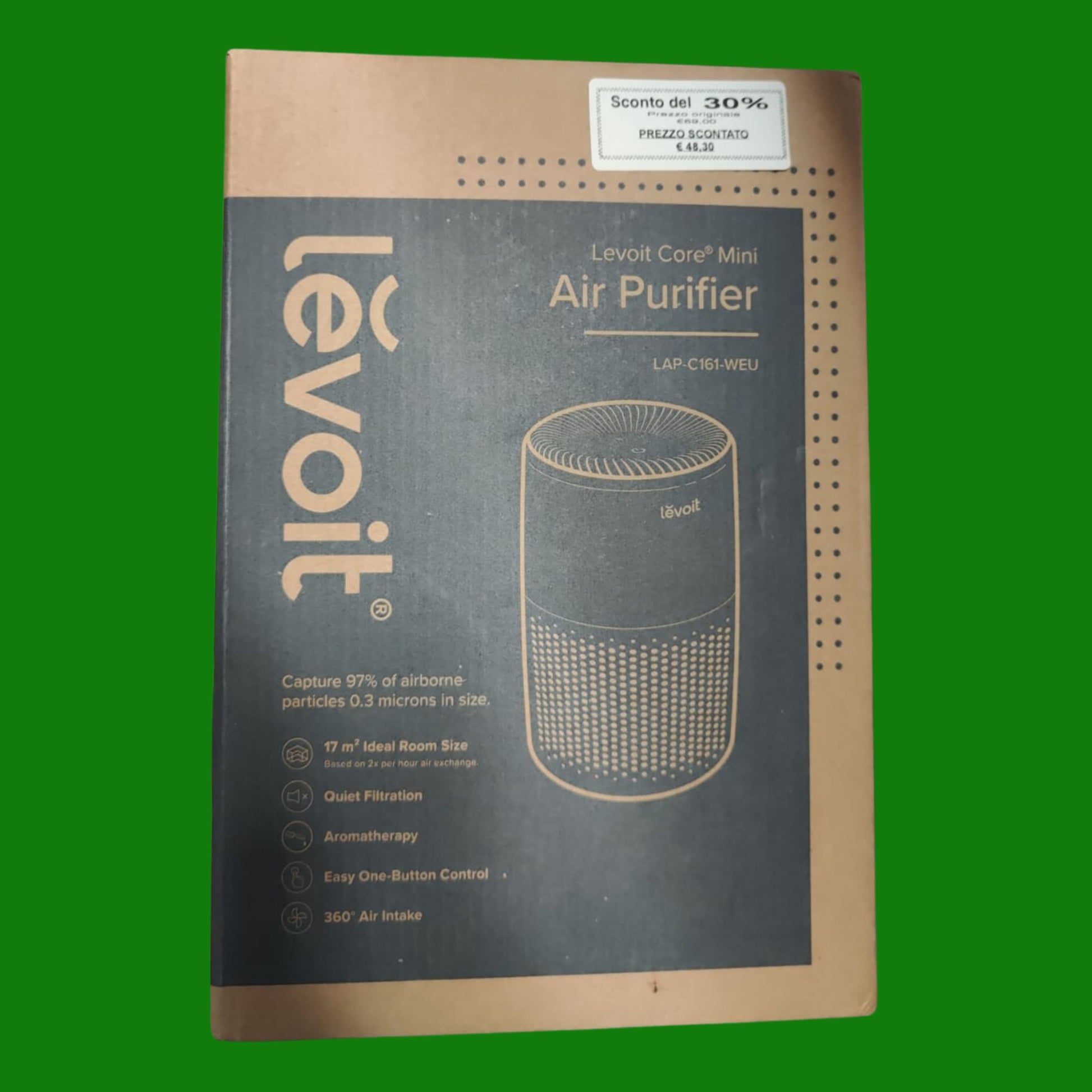 LEVOIT Purificatore d'Aria Portabile con Filtro HEPA, Depuratore Aria con (E9m)