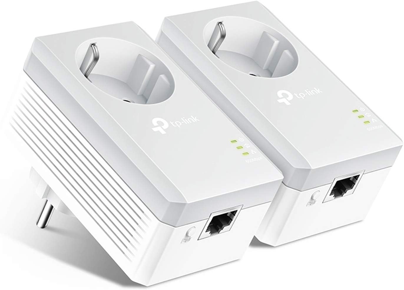 TP-Link TL-PA4010P KIT AV600 Nano Powerline con Shuko Presa Passante, 1 Porta Ethernet, Plug e Play, Kit con 2 Adattatori, 600 Mbps