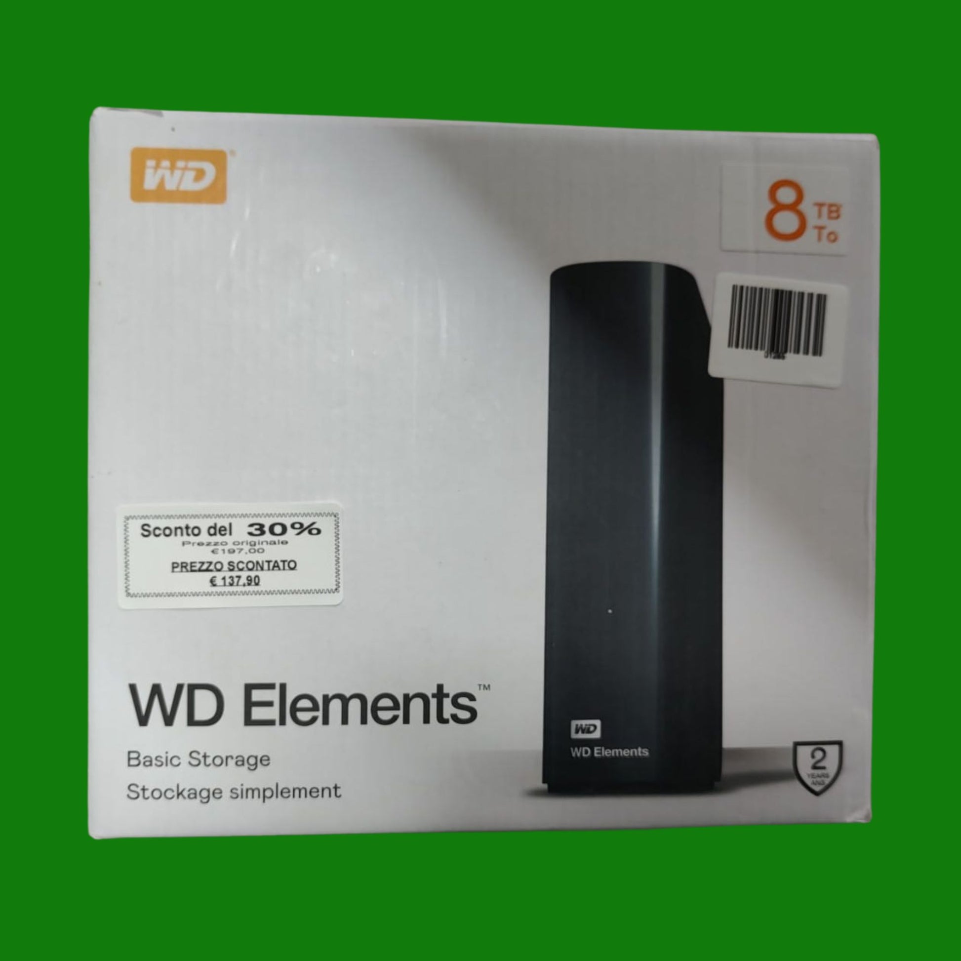 WD 8 TB Elements Hard Disk Esterno per Desktop, USB 3.1 Gen 1