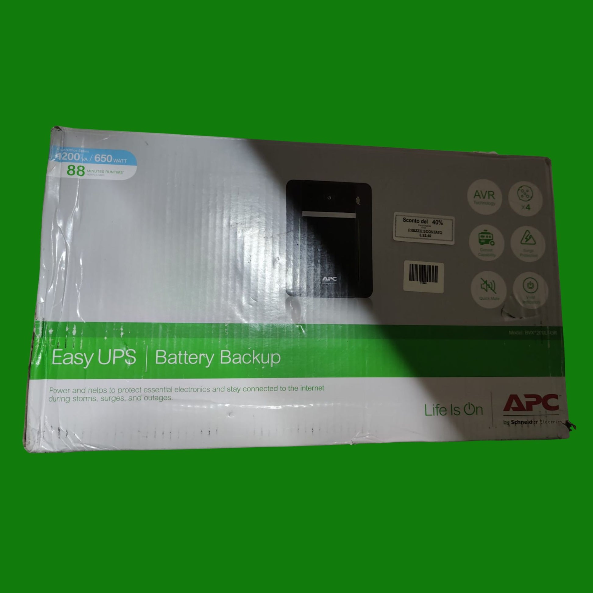 Apc Easy Ups 1200 Va – Bvx1200Li-Gr - Batteria di Backup con Usicte "Schuko" e Protezione dagli Sbalzi di Tensione