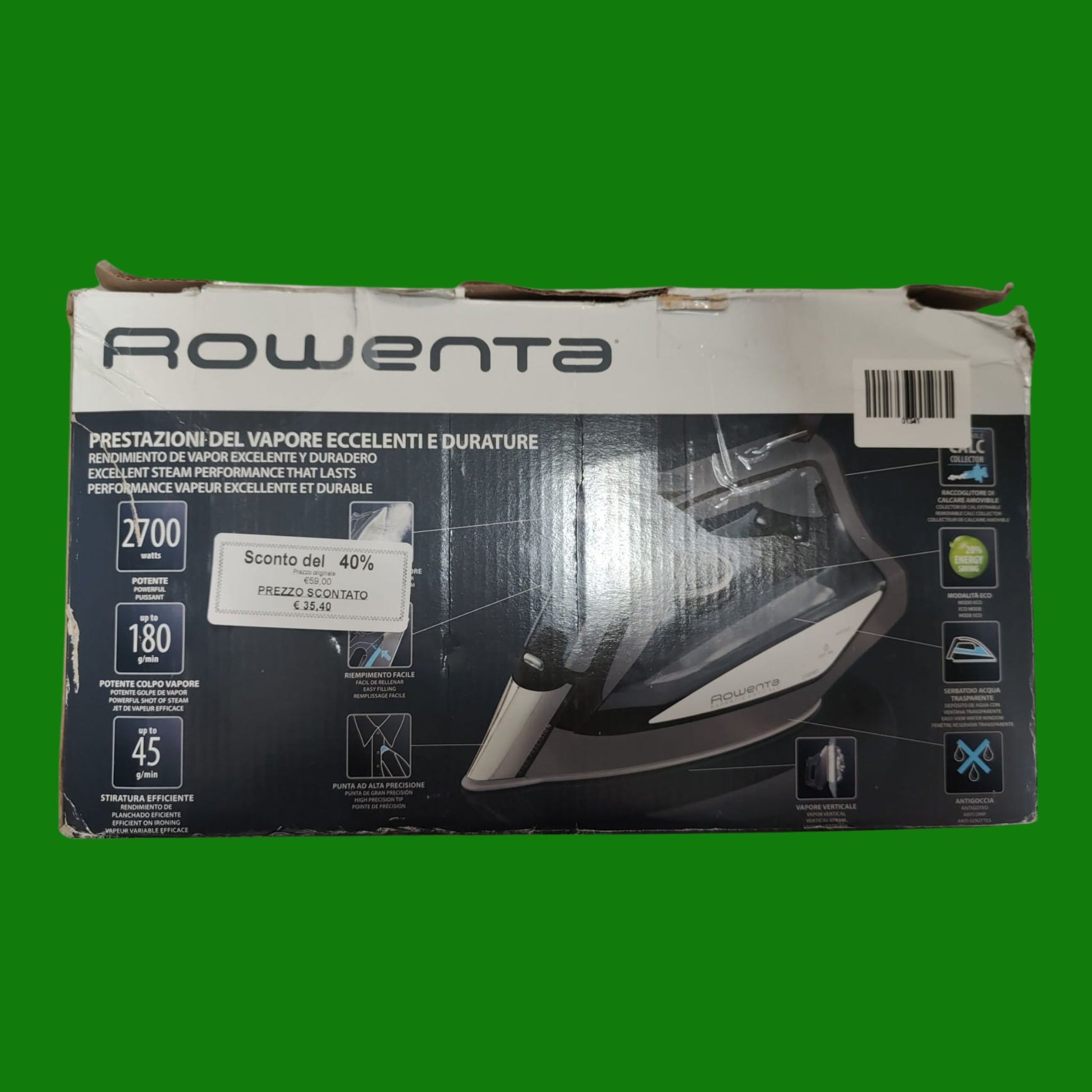 Rowenta Expertis Anticalc Ferro da Stiro a Vapore, 2700W, Erogazione Continua di Vapore da 45 g/min
