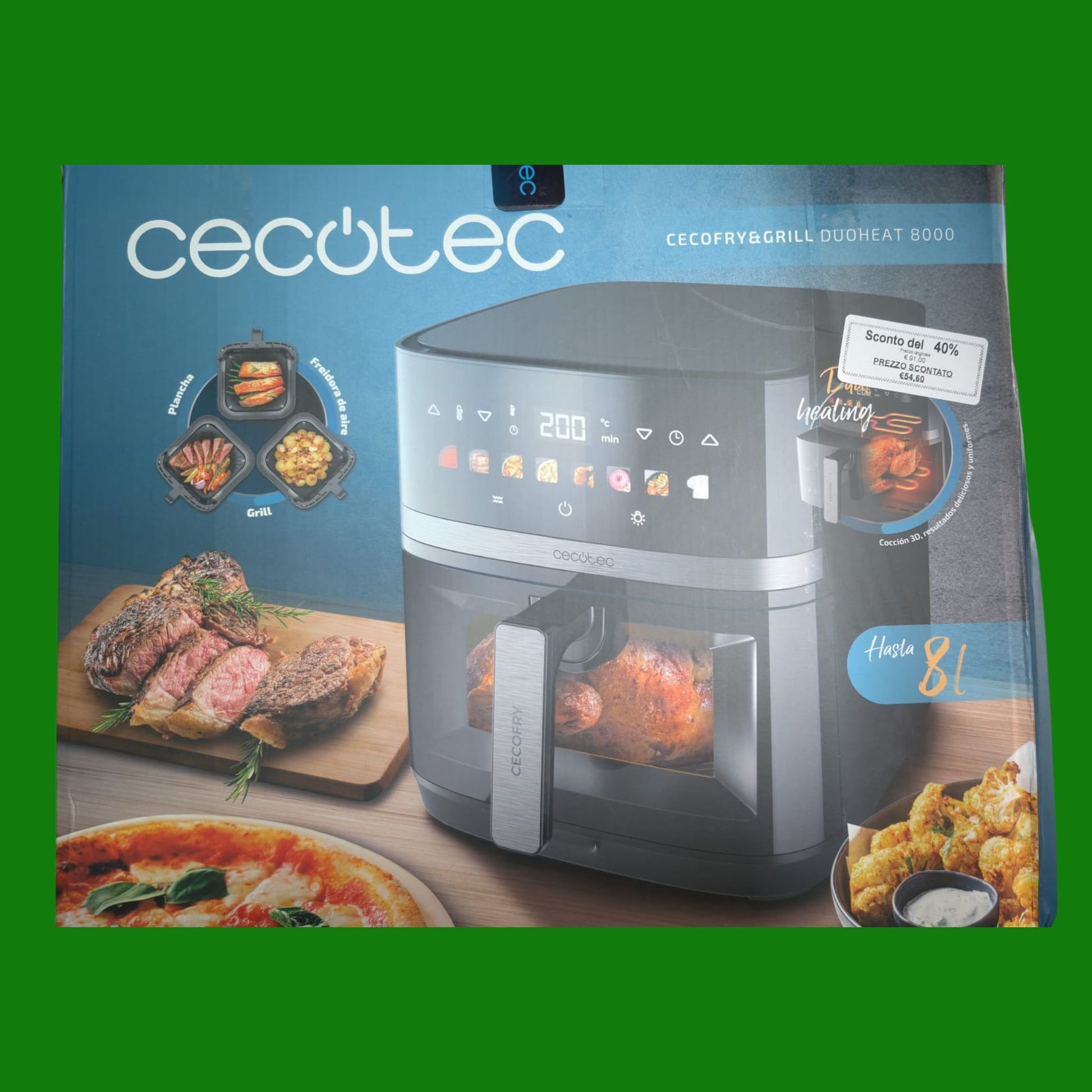 Cecotec Friggitrice ad Aria 8 Litri - Air Fryer Cecofry&Grill Duoheat 8000.