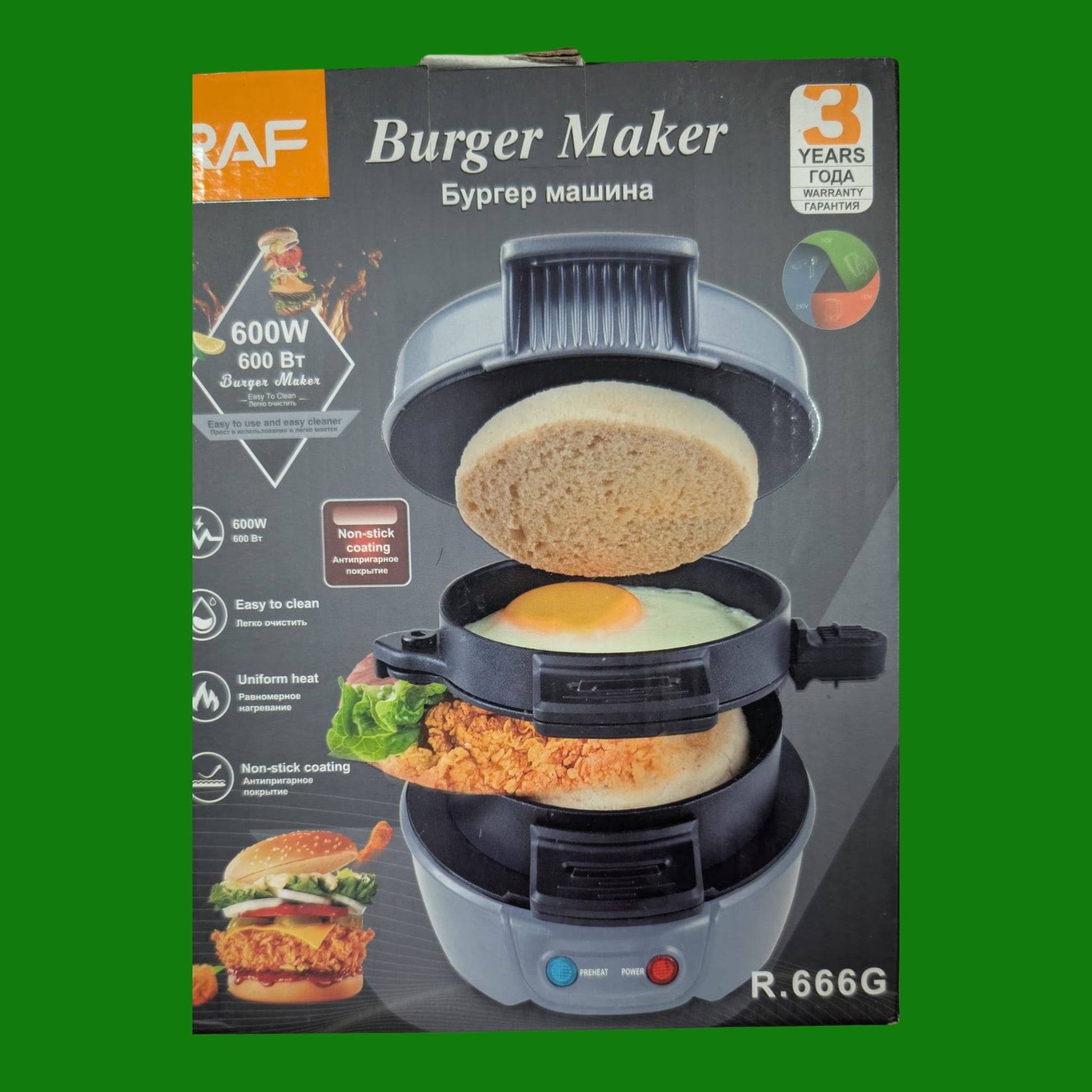HENYEER Sandwich Toaster Burger Maker, con anelli per uova e timer, efficienti piastre riscaldanti antiaderenti con rivestimento in ceramica antiaderente, perfette per hamburger