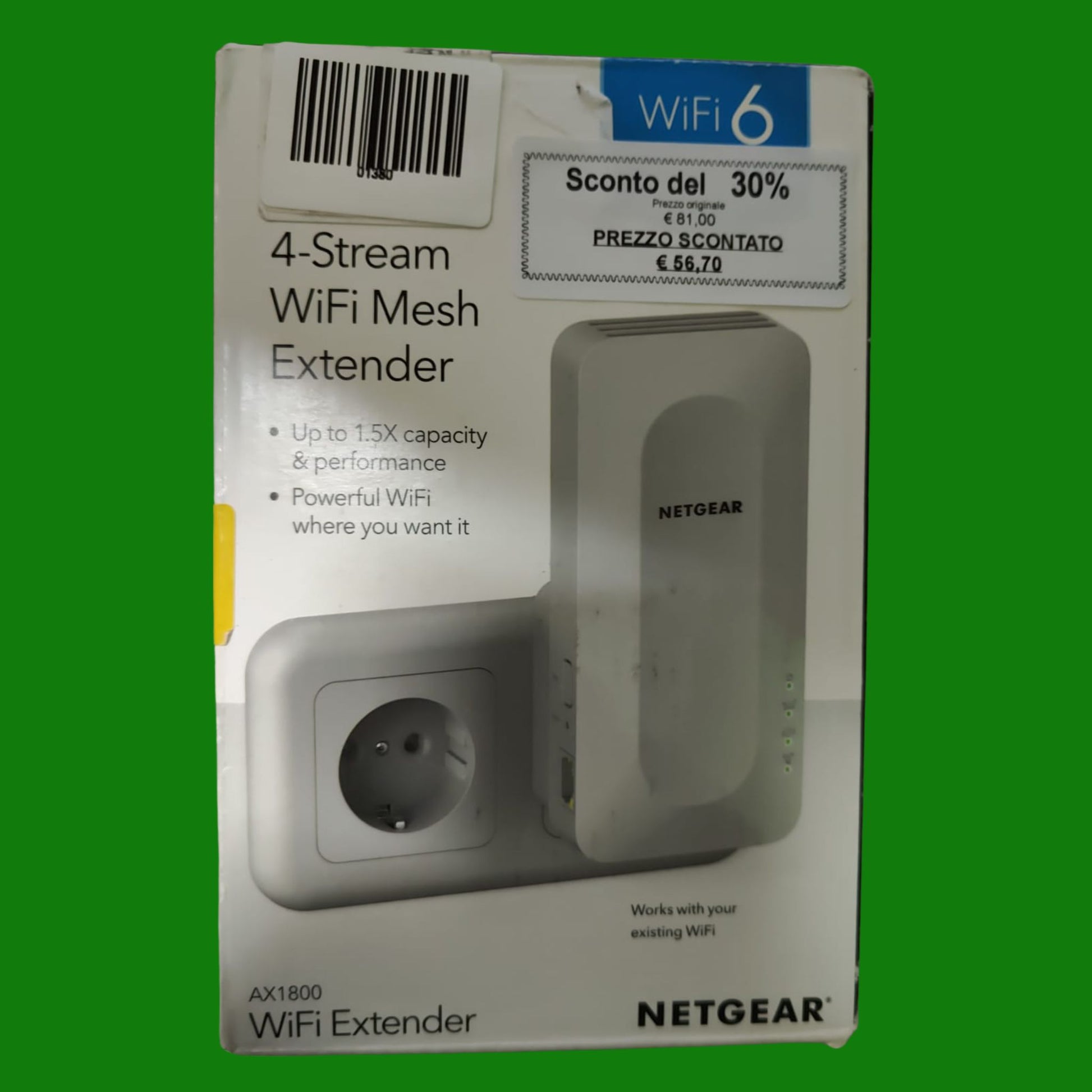 NETGEAR Ripetitore WiFi 6 (EAX15) Ripetitore WiFi Potente Dual-Band per la casa