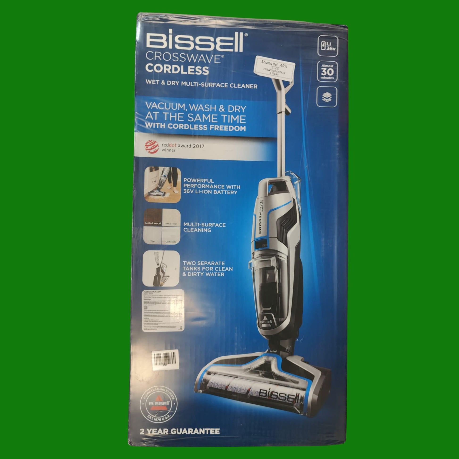 Bissell CrossWave 2582N, Aspirapolvere Senza Fili, Aspira e Lava Insieme