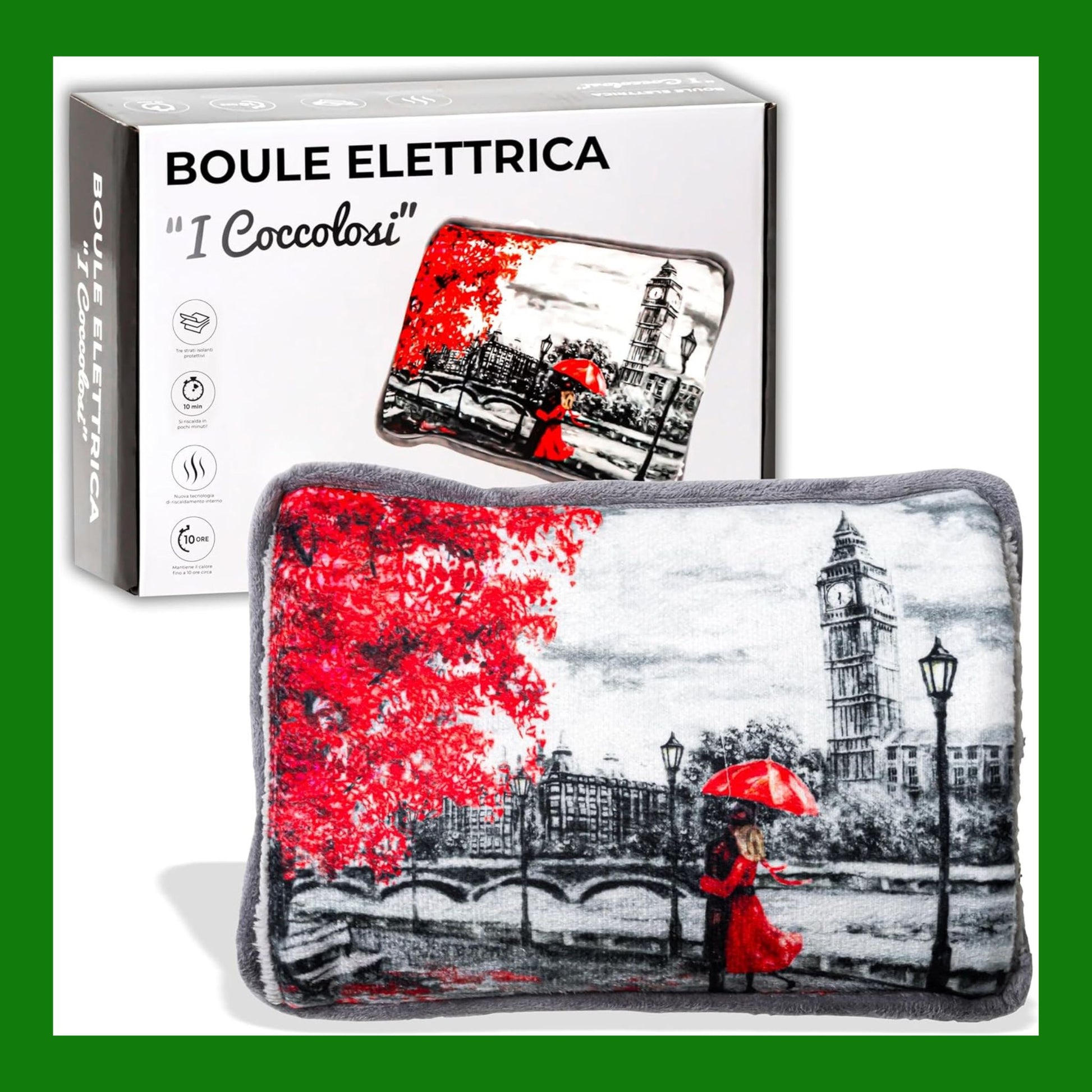 IPEA Borsa Acqua Calda Elettrica con Tasche in Peluche per Scaldare le Mani