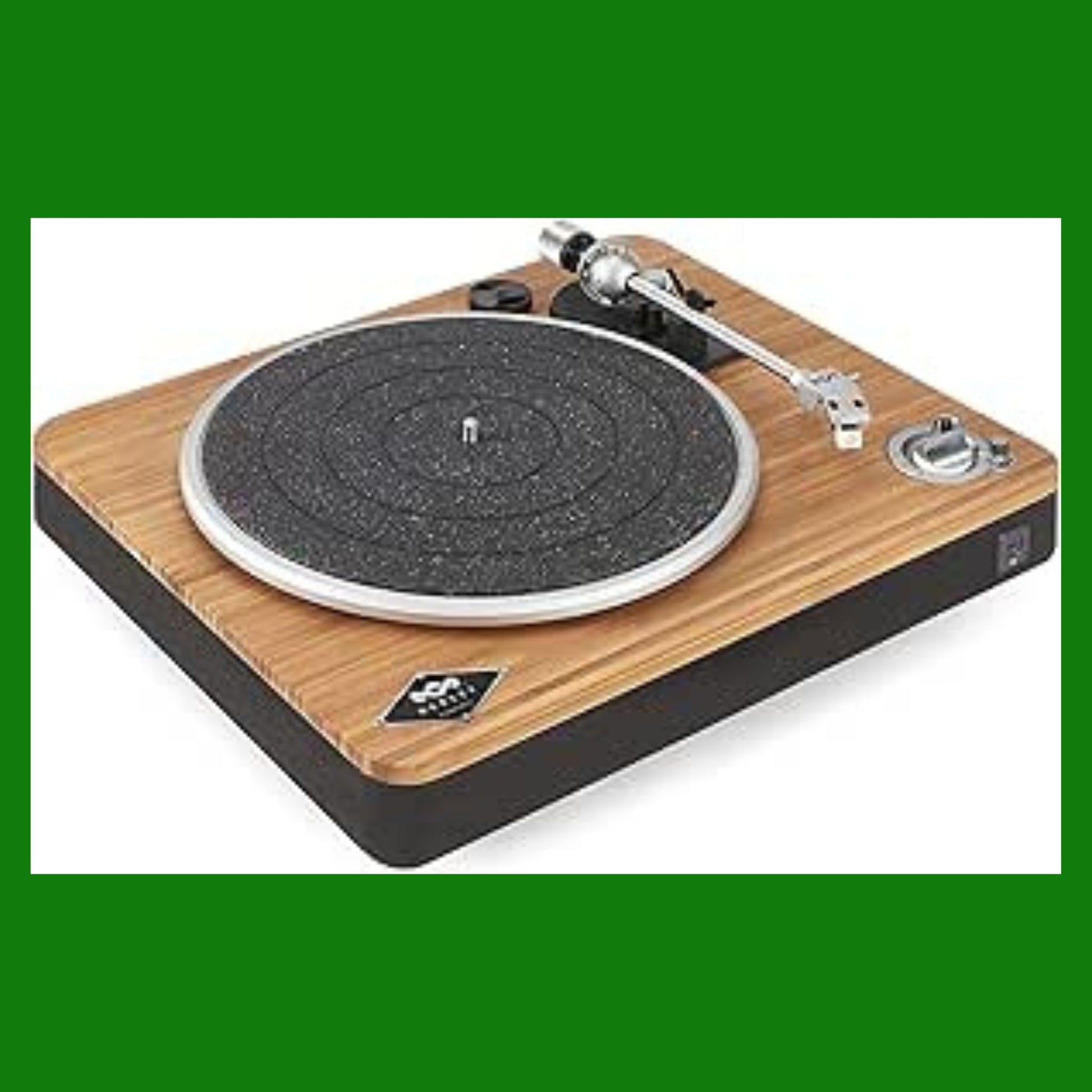 House of Marley Giradischi Wireless Stir It Up, Giradischi Vinile Bluetooth, Lettore Vinile in Tessuto Riciclato, Bambù/Nero