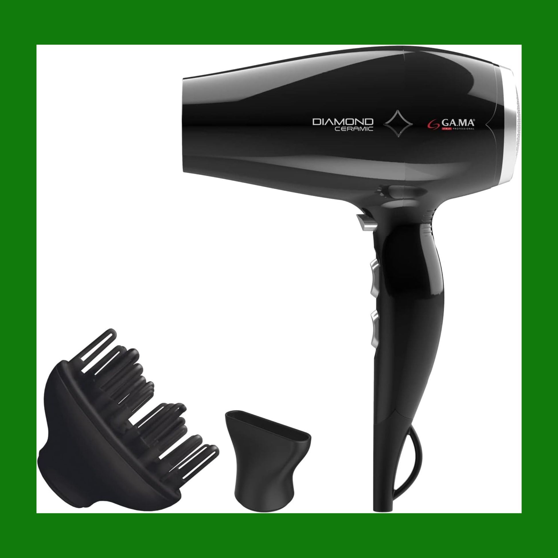 Gama Italy Diamond Ceramic - Asciugacapelli, 2300 W, Colore Ner