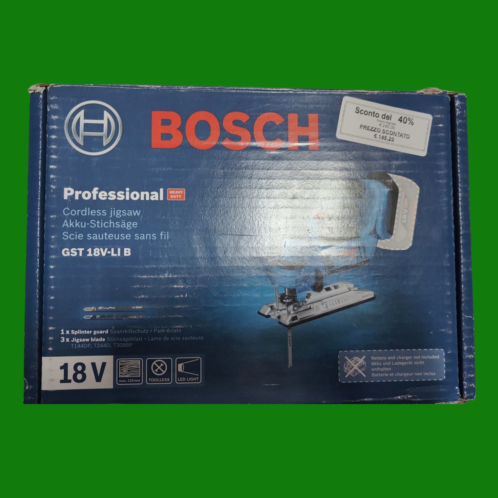 Bosch Professional 06015A6100 Gst 18V-Li B Seghetto Alternativo a Batteria