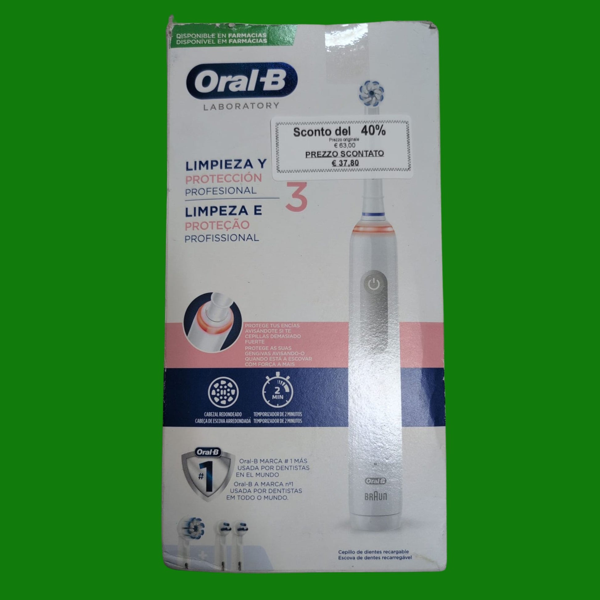 Oral-B Pro 3 1 Spazzolino Elettrico + 2 Testine