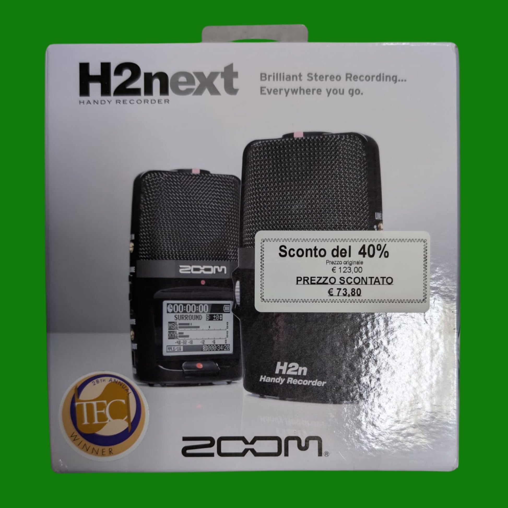 Zoom - H2n - Registratore portatile Stereo/Surround-Sound, 5 microfoni integrati