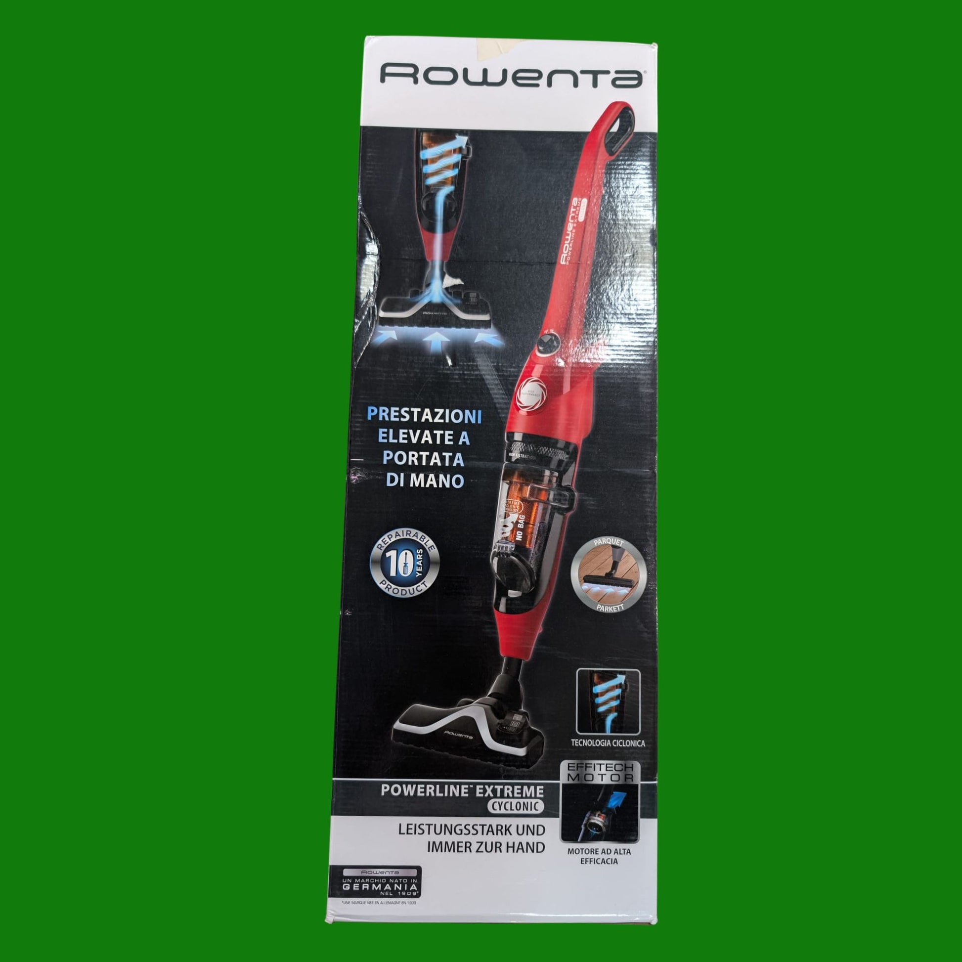 Rowenta Powerline Extreme Cyclonic, Scopa Elettrica con Filo e Senza Sacco, Tecnologia Ciclonica, Potenza 750 W
