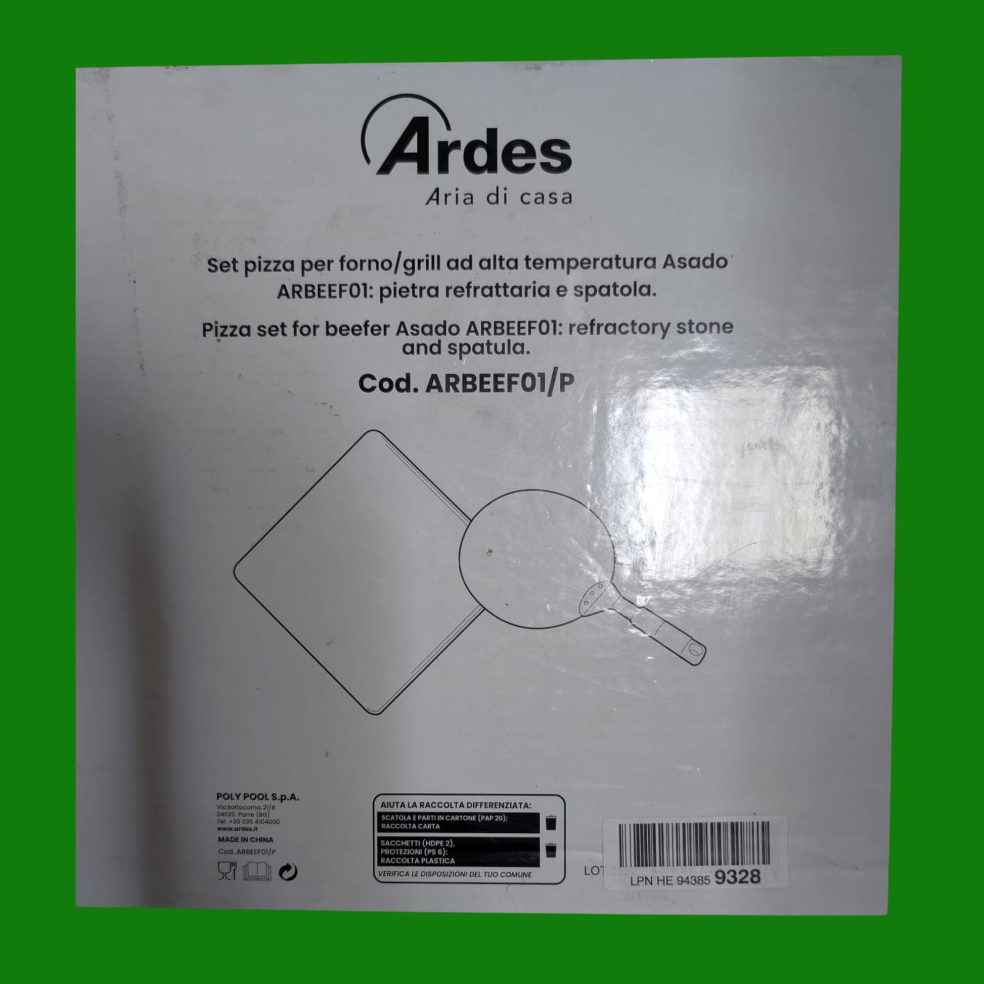 ARDES - ARBEEF01/P Set Accessori per Pizza con Pietra Refrattaria e Spatola Rotonda