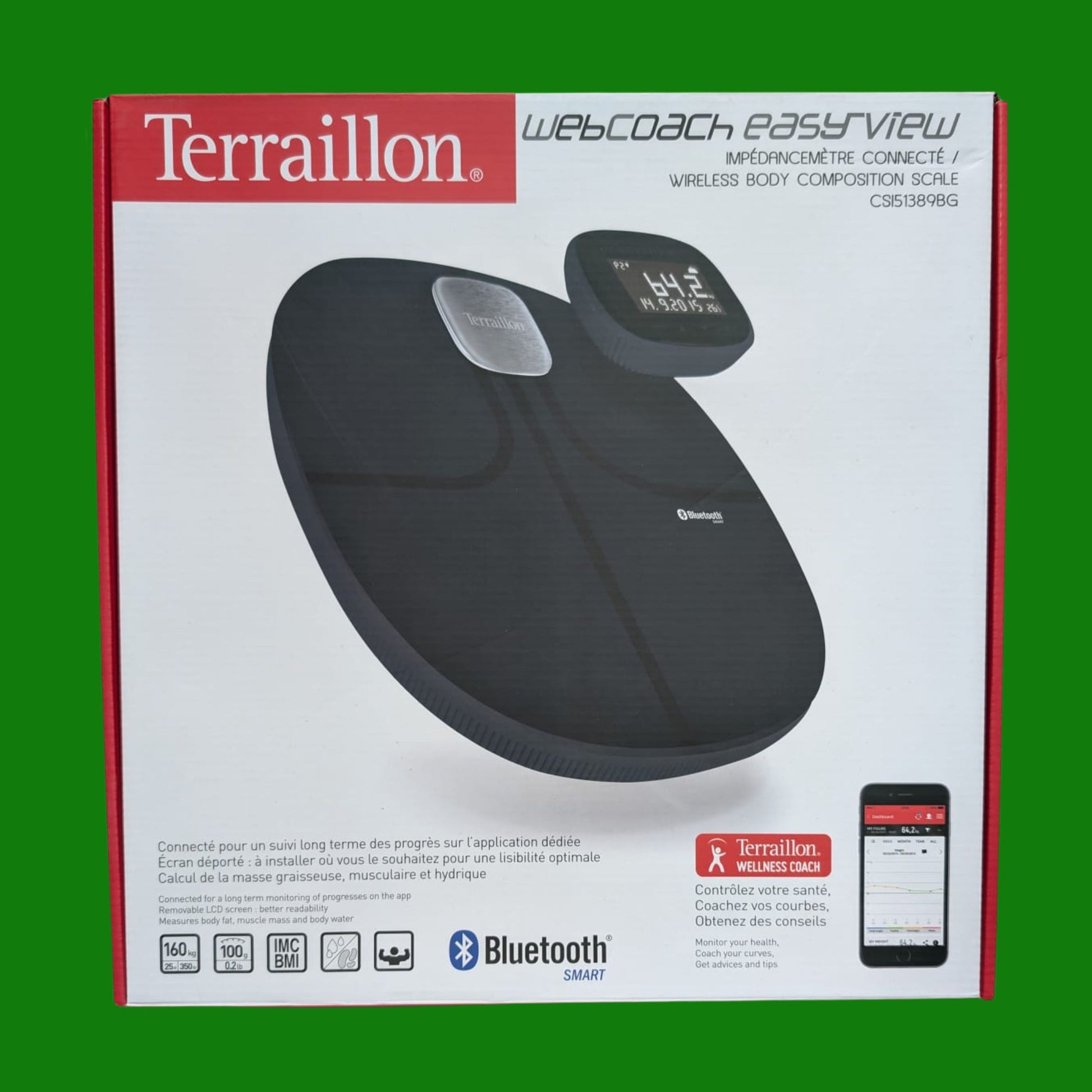 Bilancia connessa Terraillon, per smartphone/tablet, analizzatore della composizione corporea