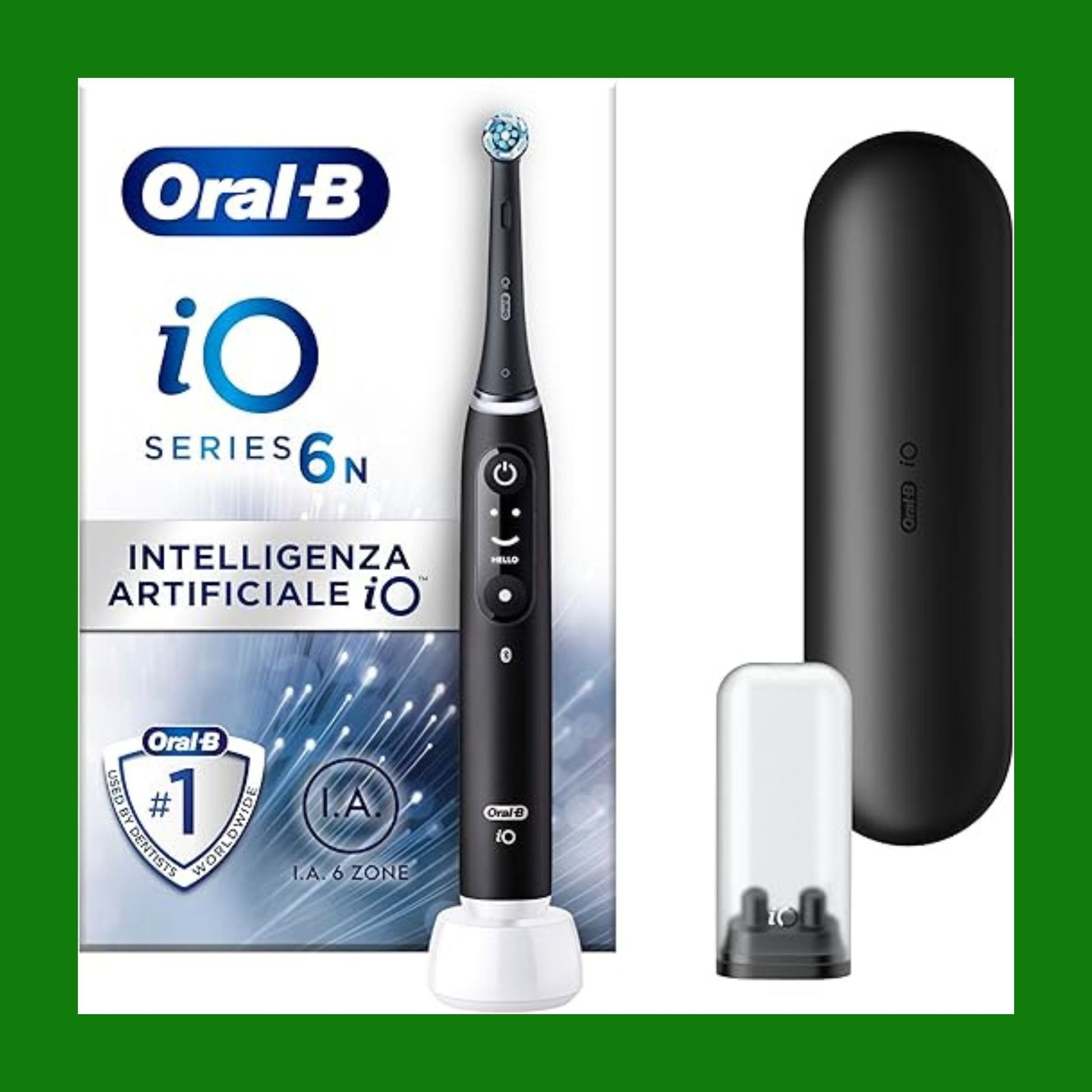 Oral-B Spazzolino Elettrico Ricaricabile iO 6N Nero, 2 Testine Di Ricambio, 1 Custodia Da Viaggio