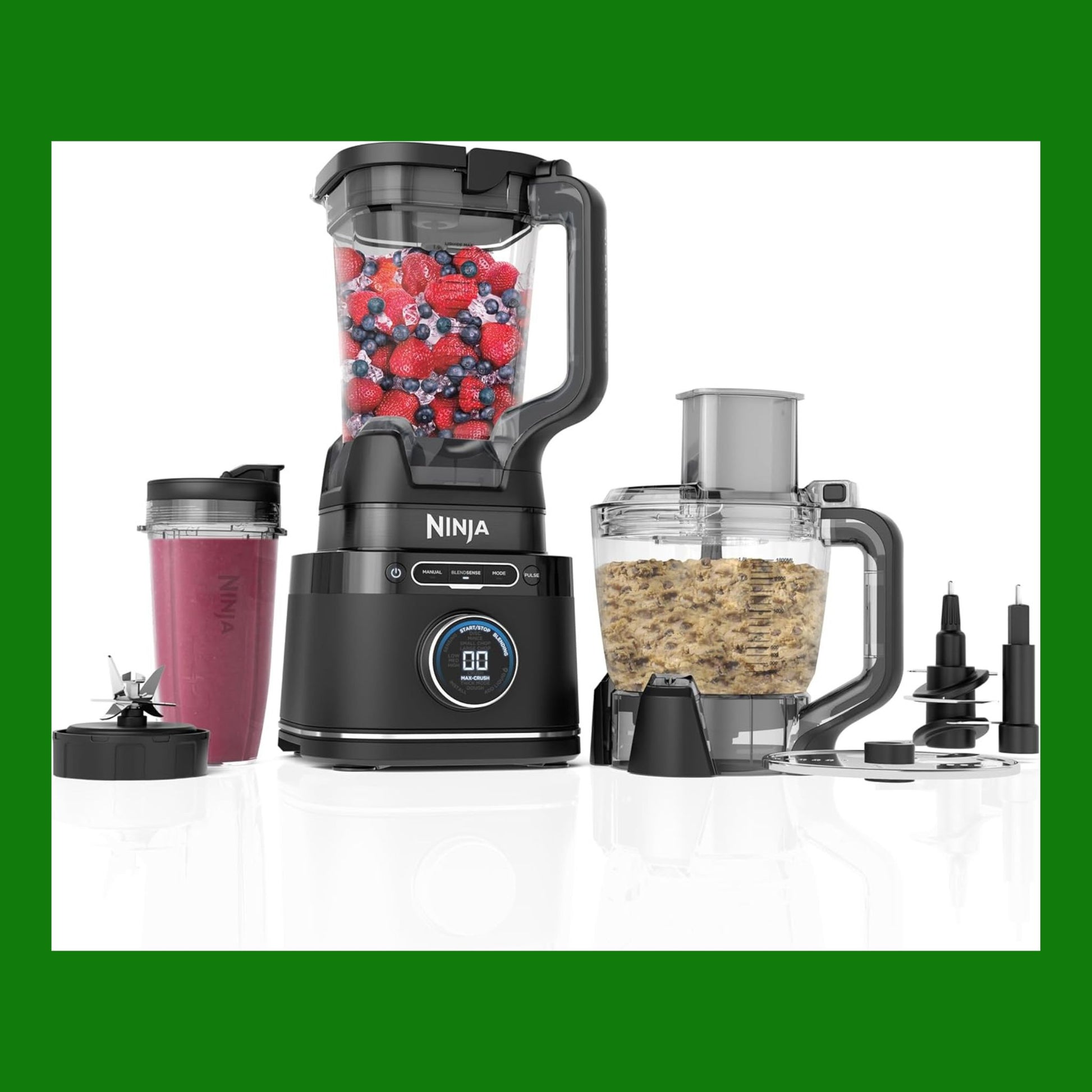 Ninja Frullatore Detect Power Processor Pro 3 in 1 1200W, Robot da Cucina, 1 Bicchiere Monoporzione, Caraffa da 2L