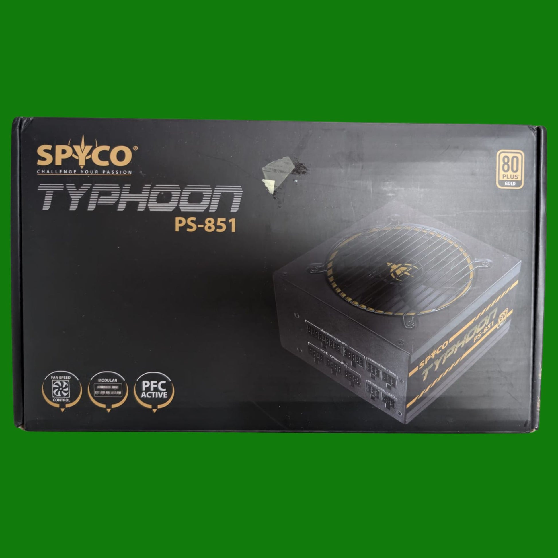 SPYCO - Alimentatore Gaming 850W, 80 PLUS Gold, Full Modular, Ventola Silenziosa 12cm, Condensatori Giapponesi 105°C, Circuito DC-DC, Cavi Flat, 850
