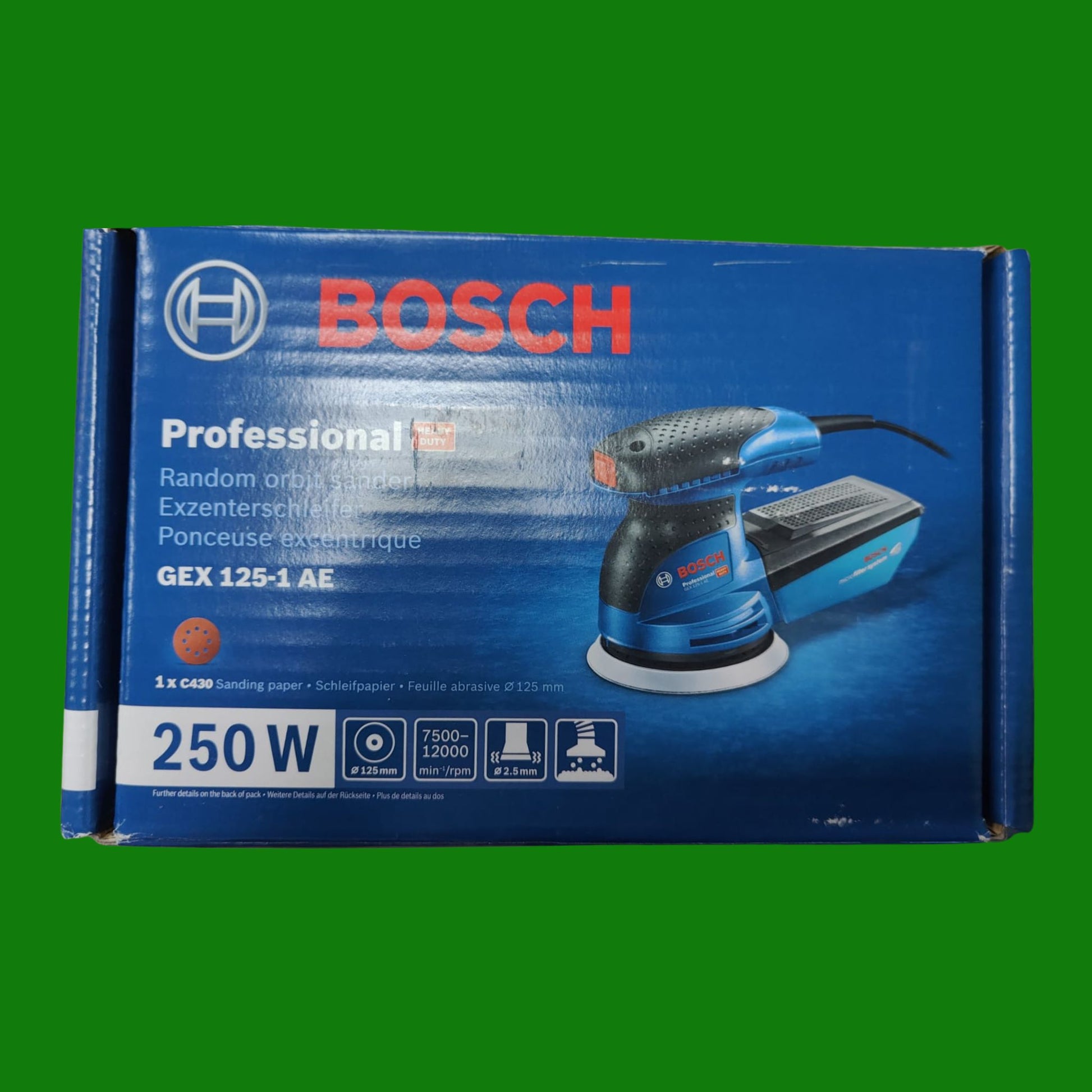 Bosch Professional Levigatrice Rotoorbitale Gex 125-1 Ae (Platorello da 125 Mm, Motore da 250 Watt)