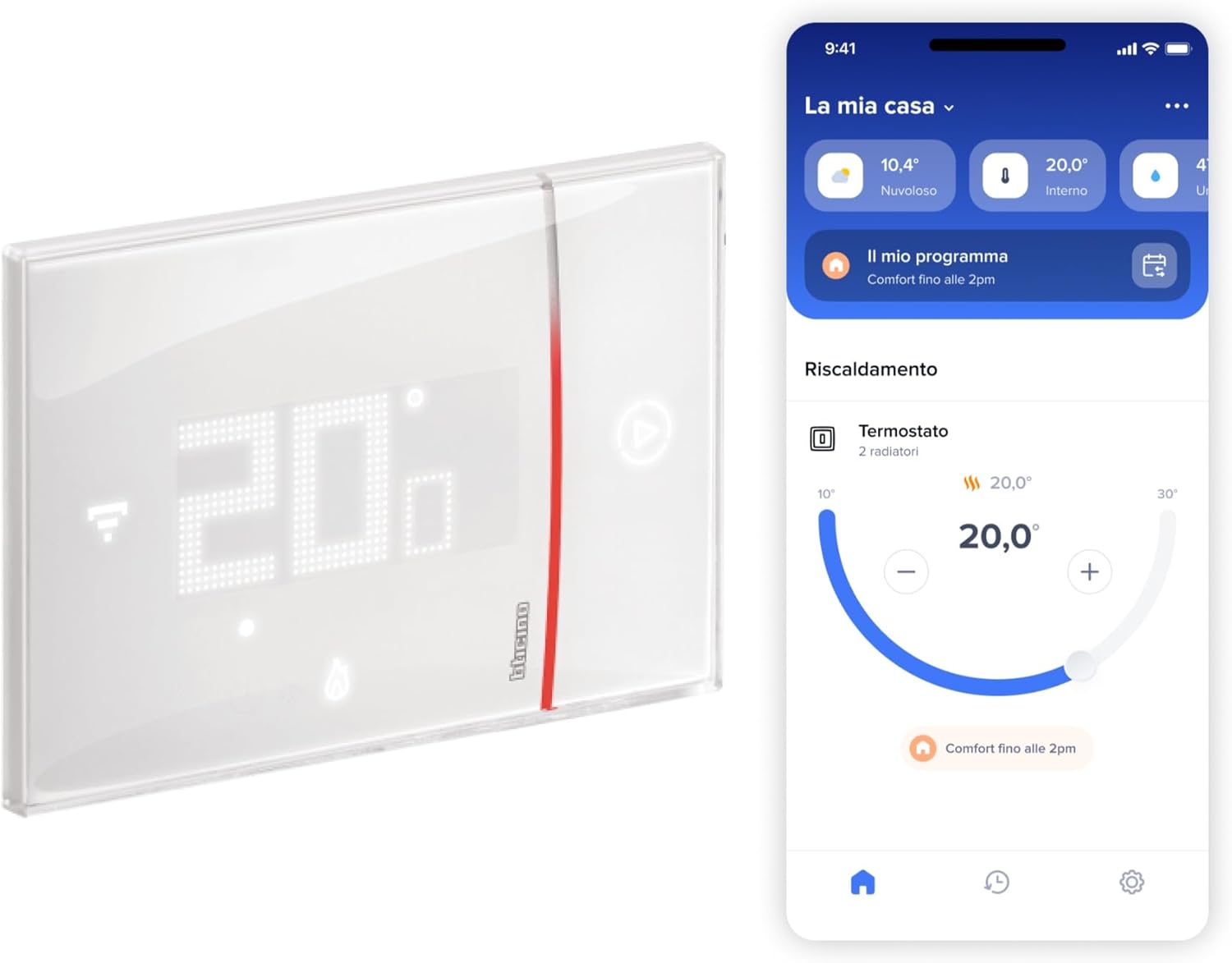 BTICINO SXW8002 Termostato WiFi Smarther2 with Netatmo, Termostato Caldaia da Incasso, Controllo anche da Remoto con App, Alexa, Google Assistant, Apple HomeKit, Programmabile, Risparmio Energetico