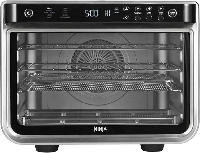 Ninja Foodi Forno Multifunzione 10 in 1, Fornetto Elettrico Portatile da Piano di Lavoro, 10 Funzioni, Friggere ad Aria, Arrostire, Grigliare, Disidratare, Riscaldare, Argento/Nero, DT200EU