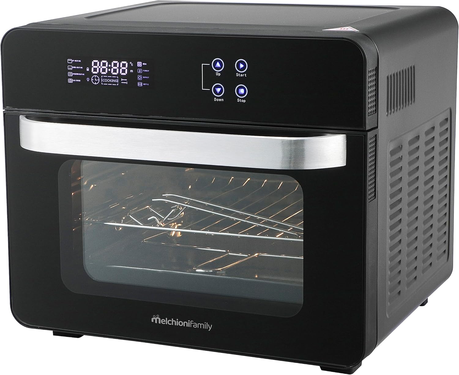 Melchioni Family | Combo Friggitrice ad Aria Forno VITTORIA, 24 litri di Capacità, Friggitrice + Forno Statico e Ventilato con 11 Programmi, 45-230°, Colore Nero