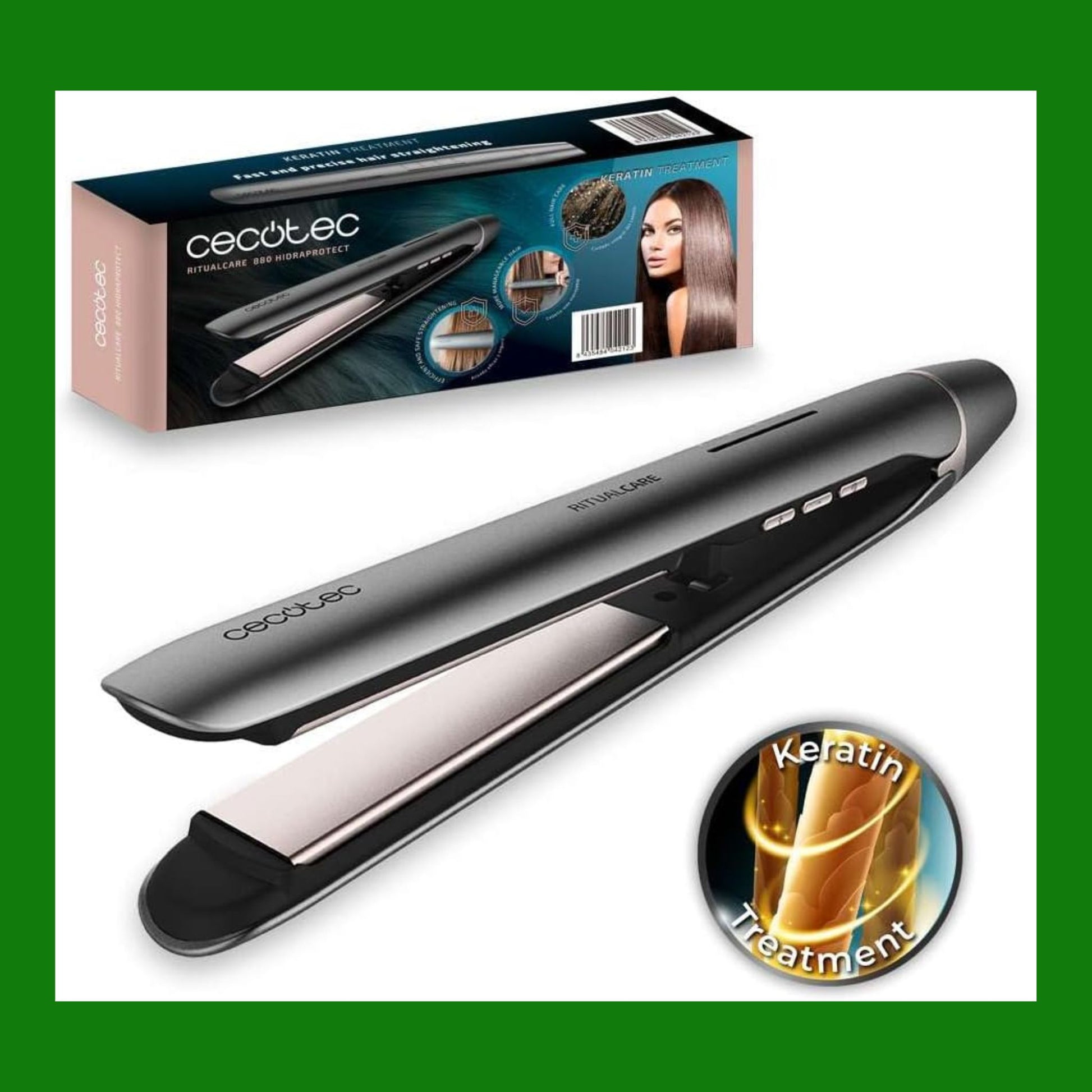 Cecotec Piastra per Capelli Professionale con Cavo Ritualcare Steamy. 62W