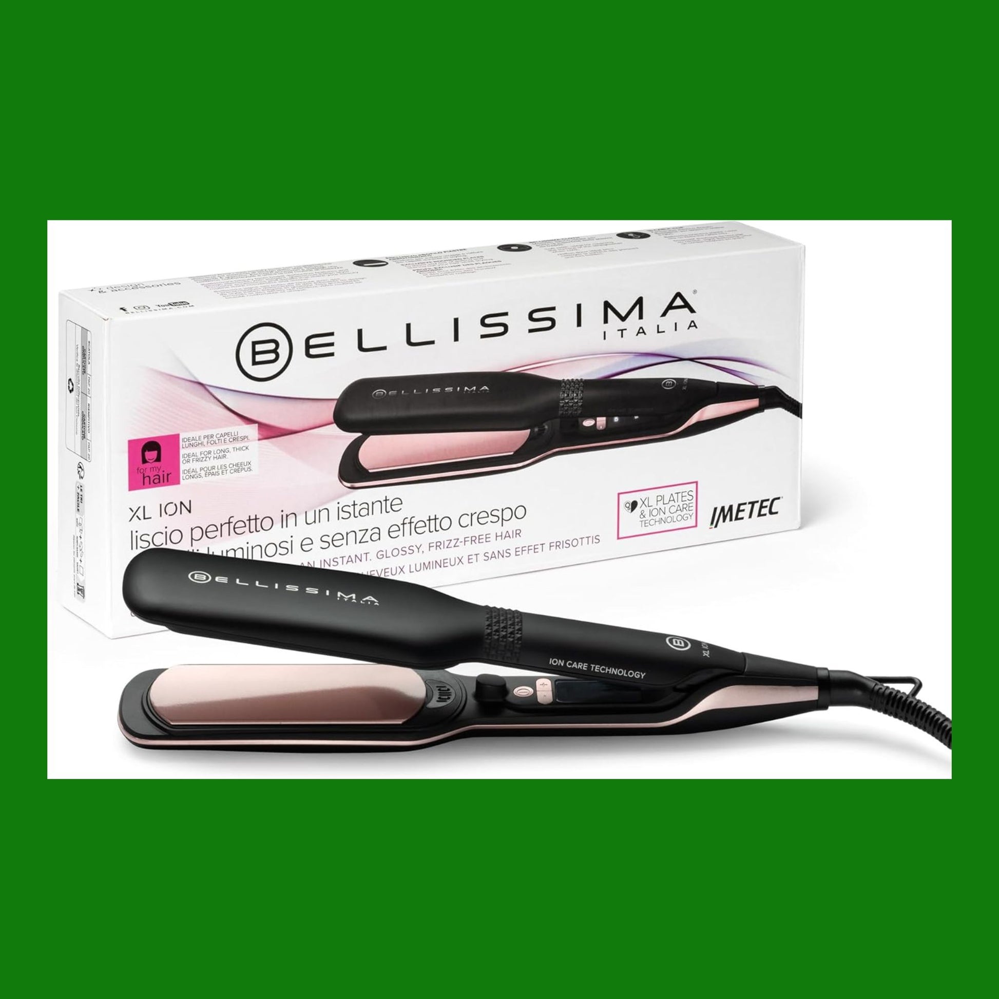 Bellissima Imetec XL ION, piastra per capelli lisci, piastre largh