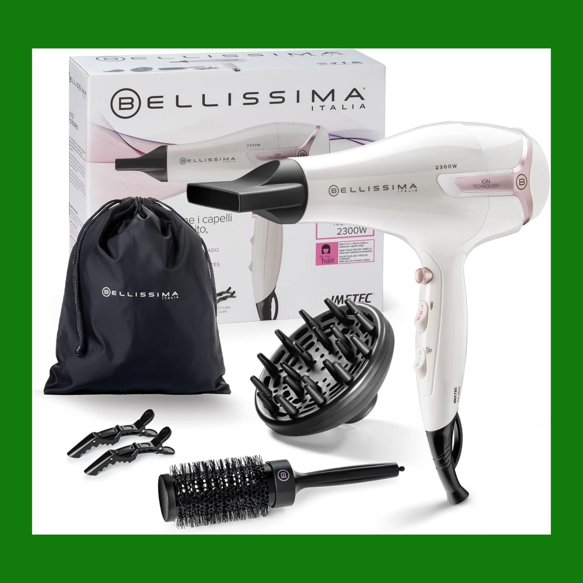 Bellissima Imetec K9 2600 Phon Leggero 2300W Asciugatura Rapida