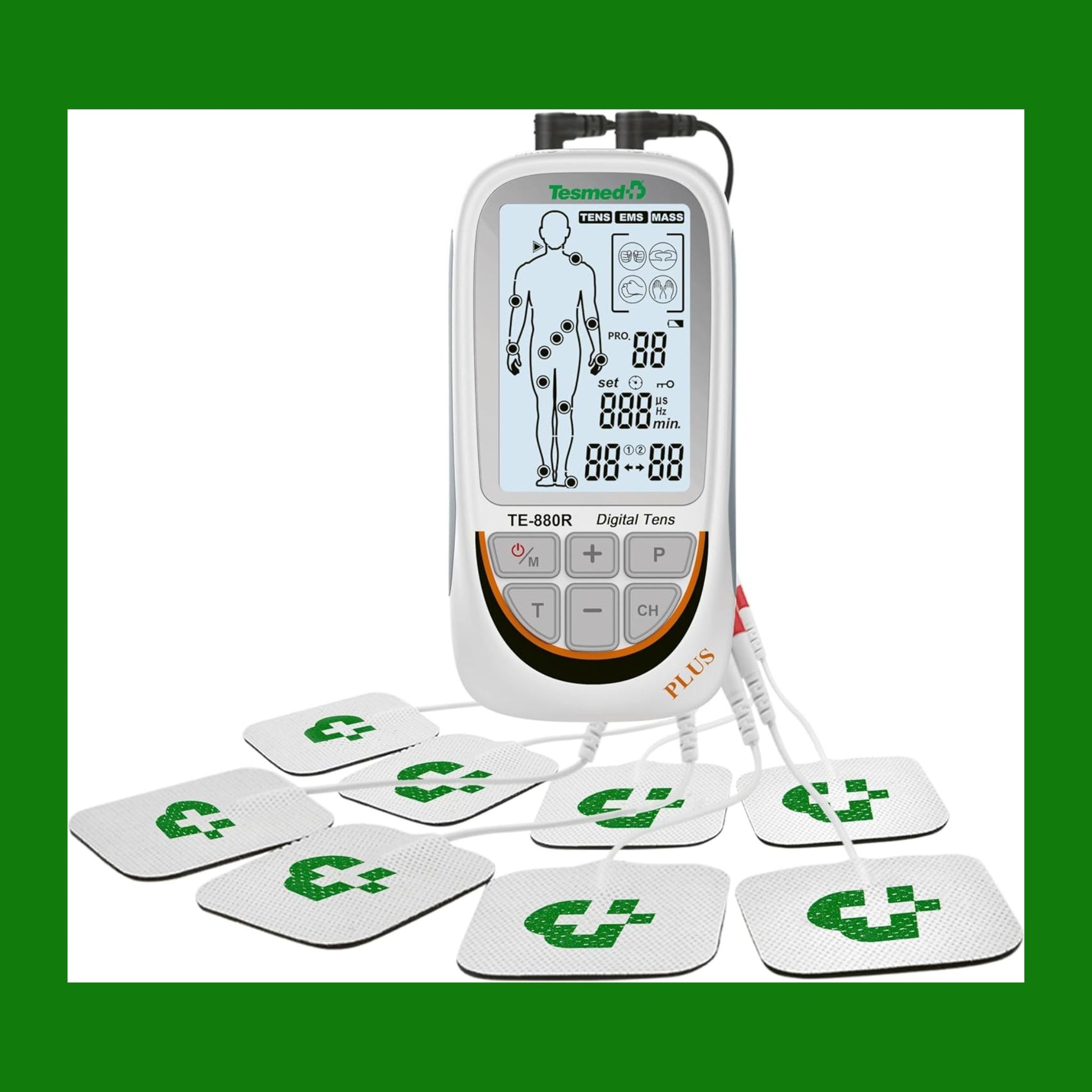 TESMED TE-880R Plus elettrostimolatore Muscolare Ricaricabile, EMS, TENS